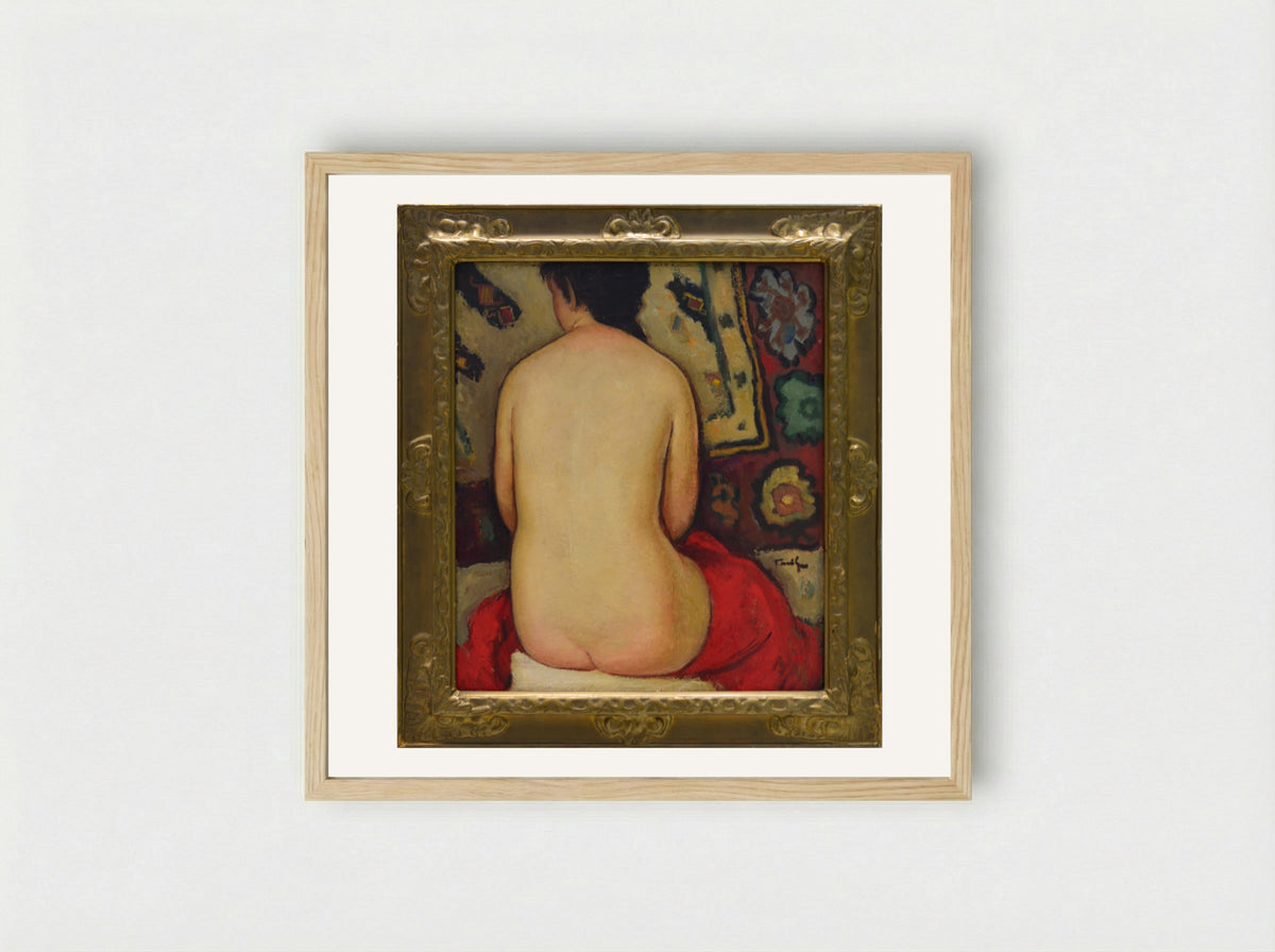 Nude (Seated Figure) - Nicolae Tonitza - Framed Print Wood
