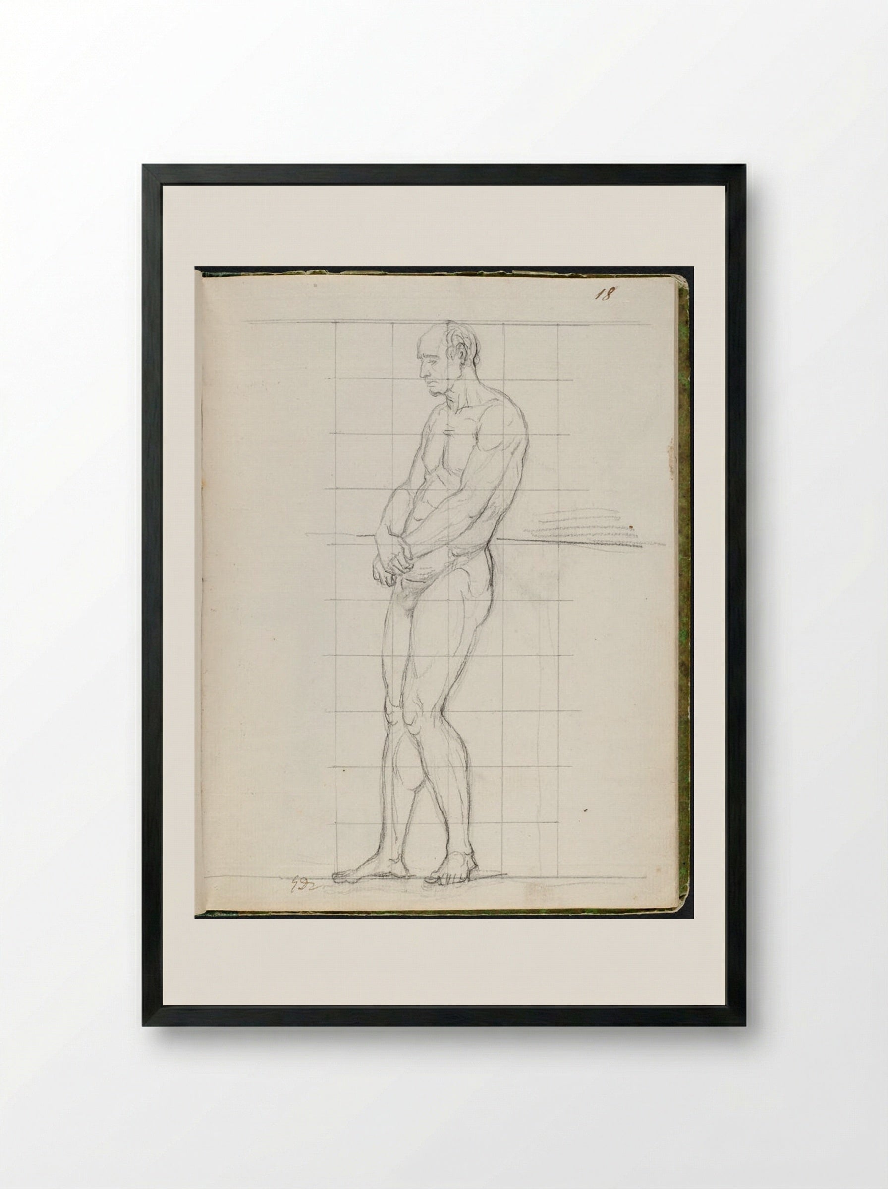 Nude Study of Cardinal Caprara - Jacques-Louis David - Framed Print Black