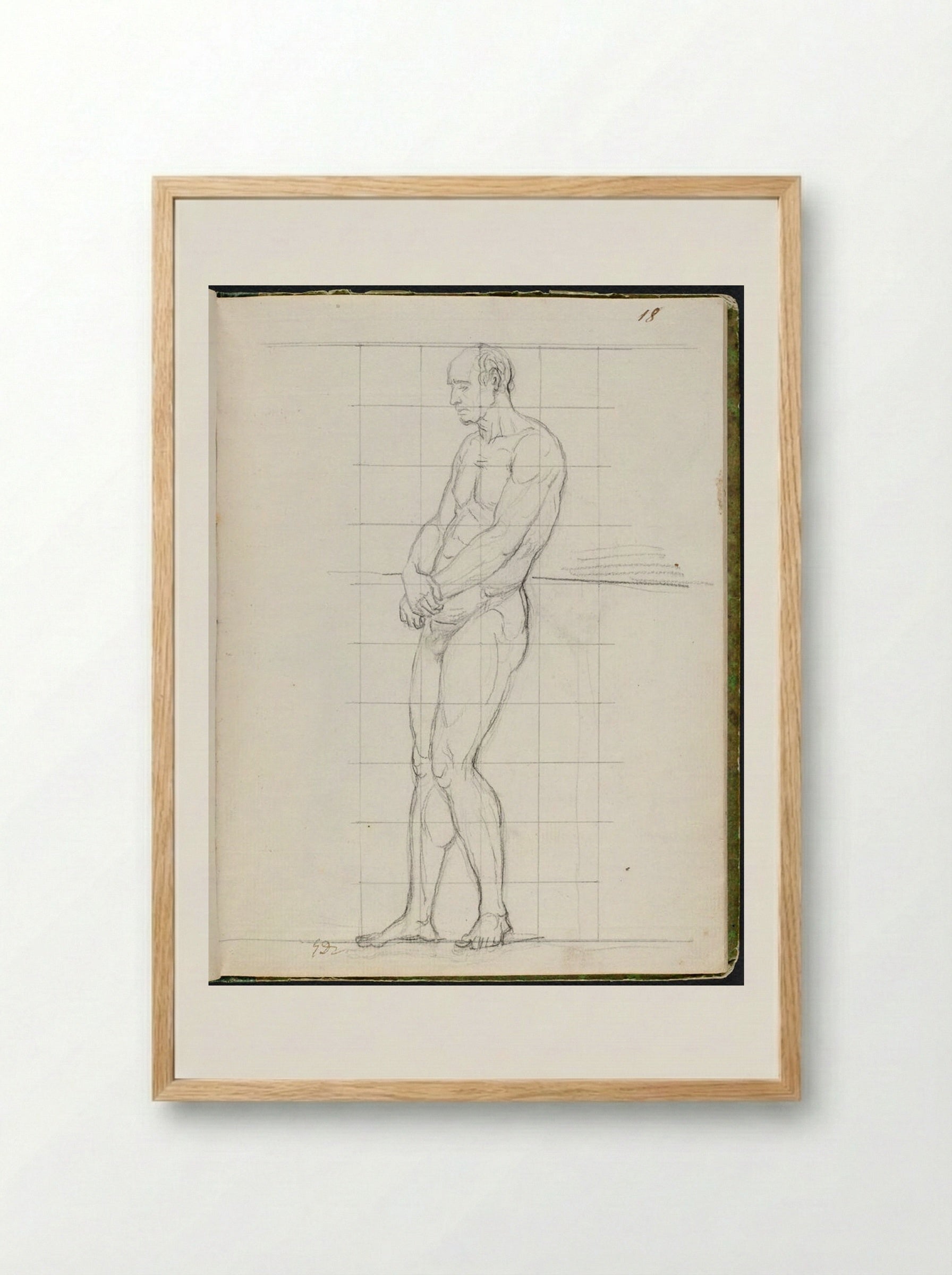 Nude Study of Cardinal Caprara - Jacques-Louis David - Framed Print Wood