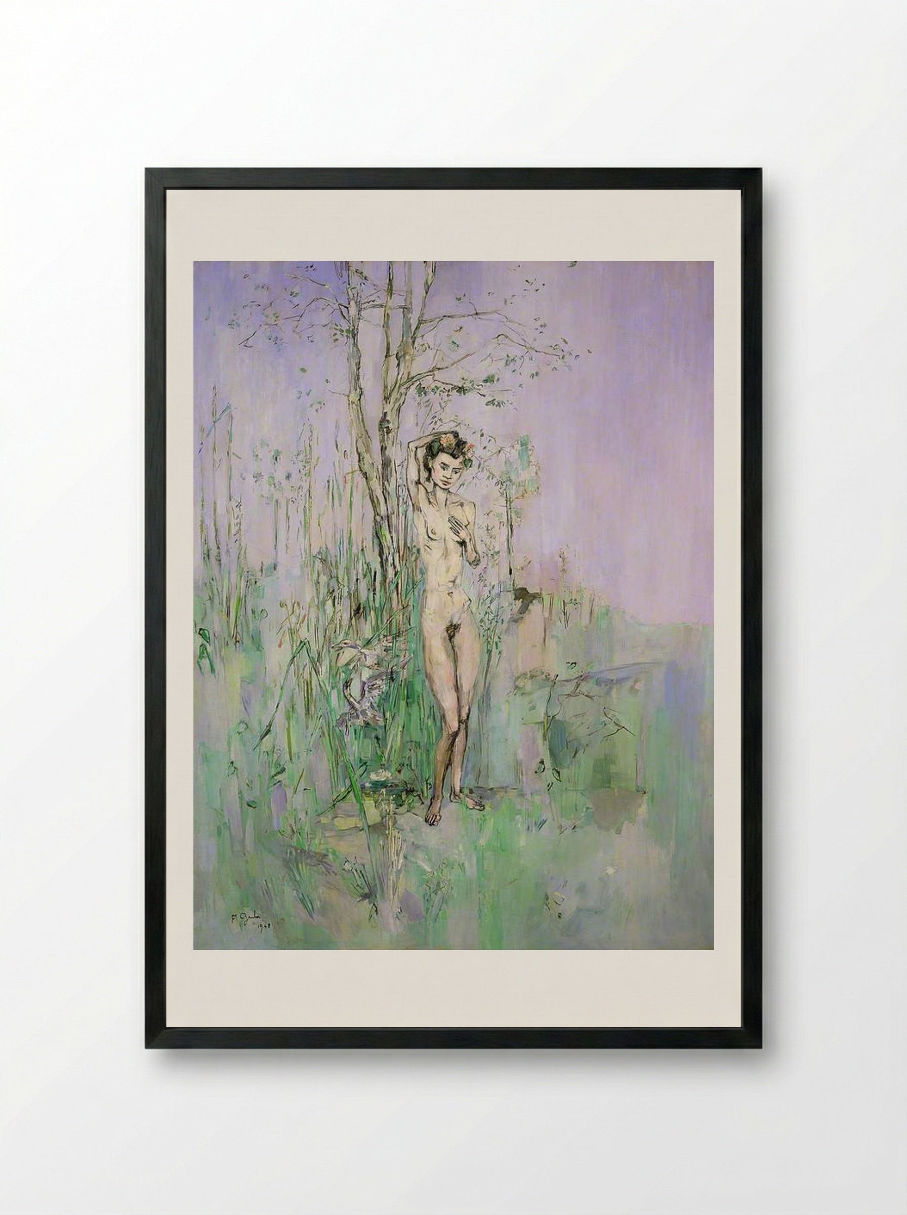 Nude Woman in Landscape - Francis Gruber - Framed Print Black
