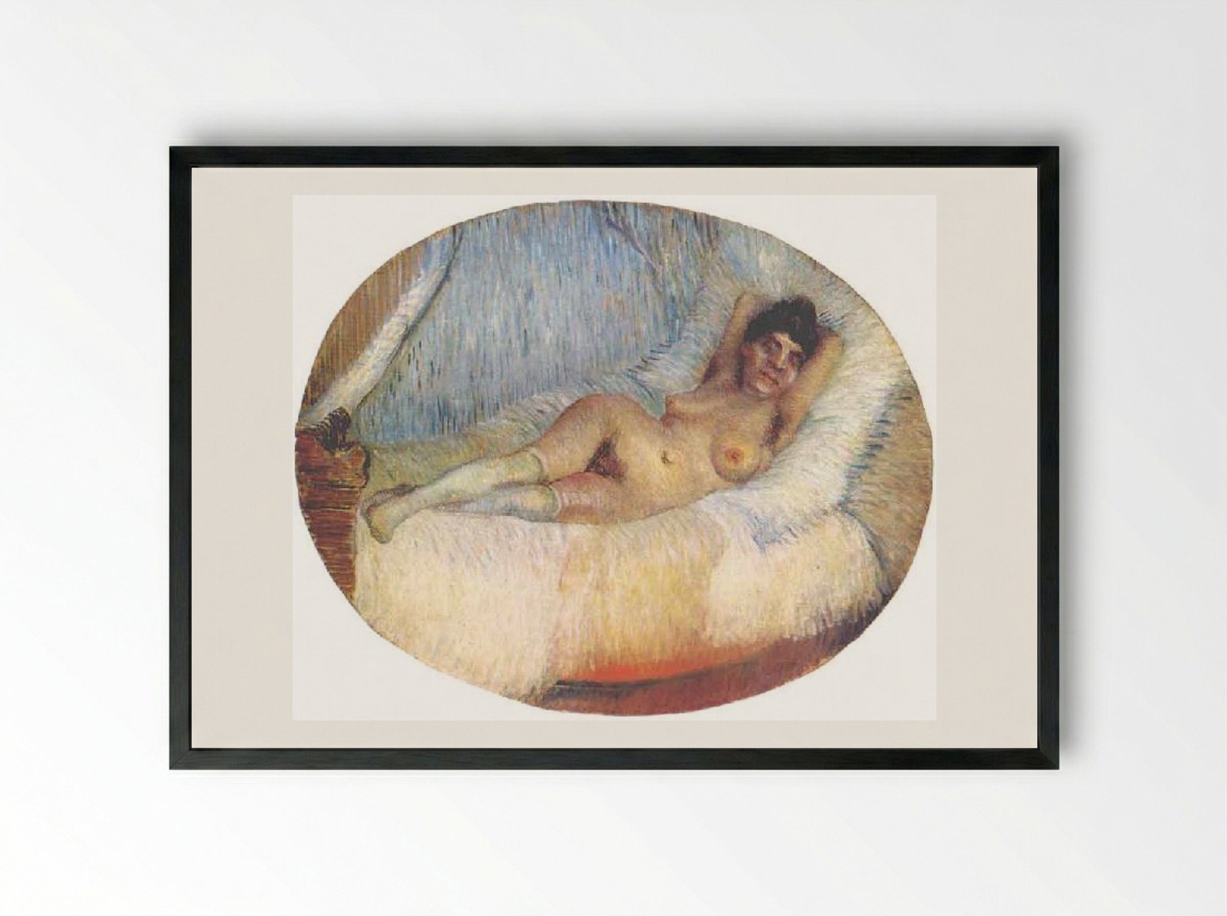 Nude Woman on a Bed - Vincent van Gogh - Framed Print Black