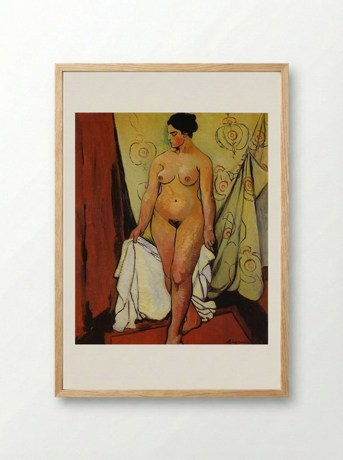Nude Woman with Drapery - Suzanne Valadon - Framed Print Wood