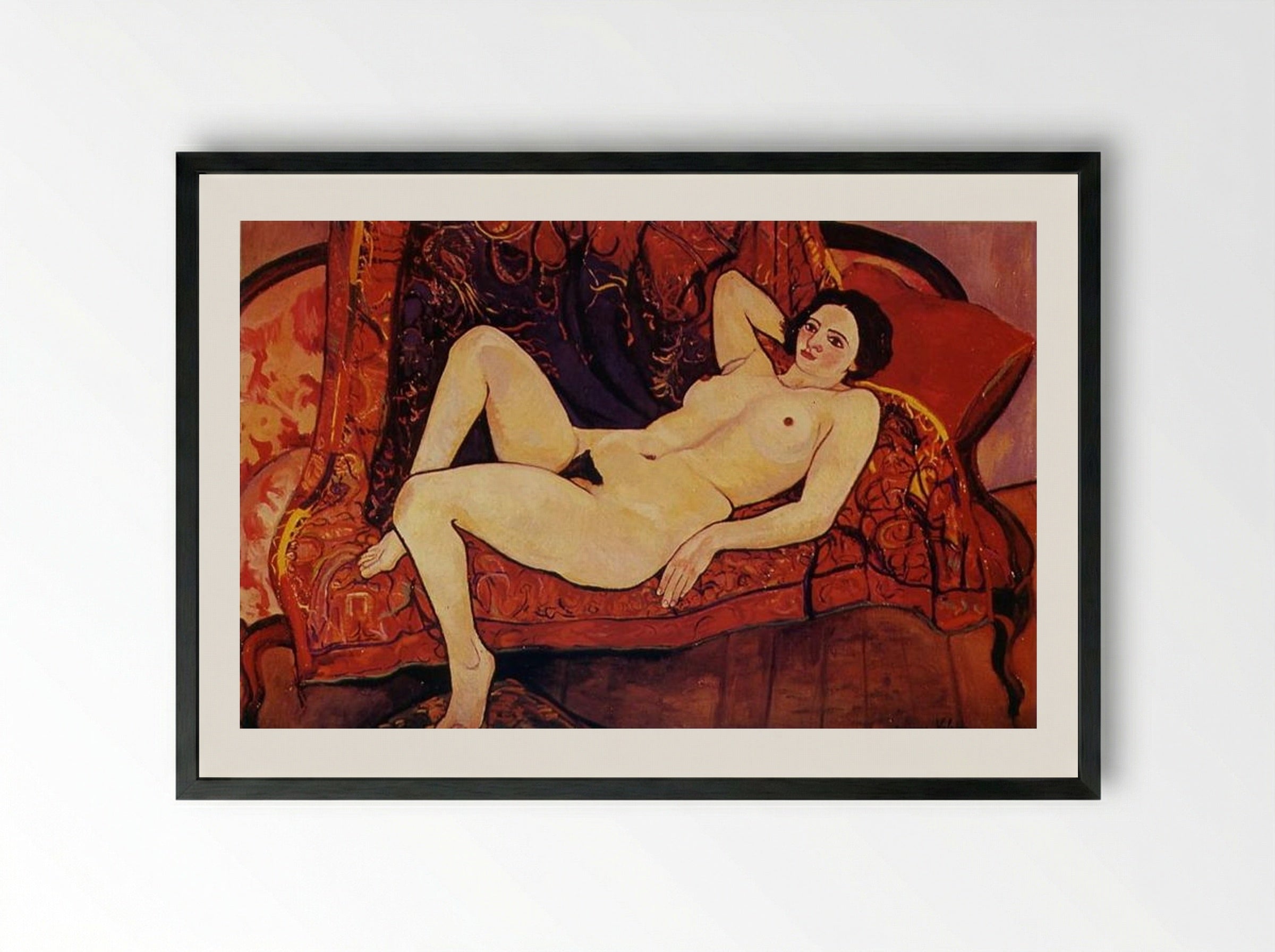Nude on the Sofa - Suzanne Valadon - Framed Print Black