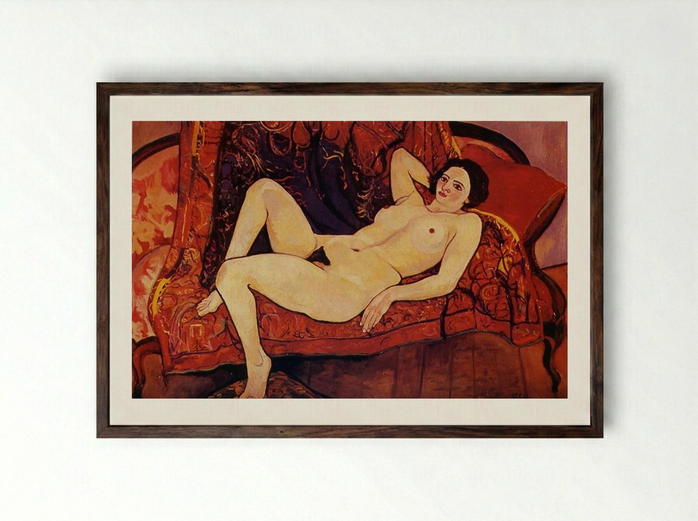 Nude on the Sofa - Suzanne Valadon - Framed Print Dark Wood
