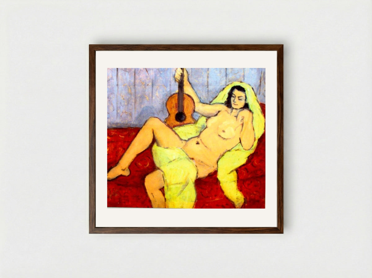 Nude with Guitar - Theodor Pallady - Framed Print Dark Wood