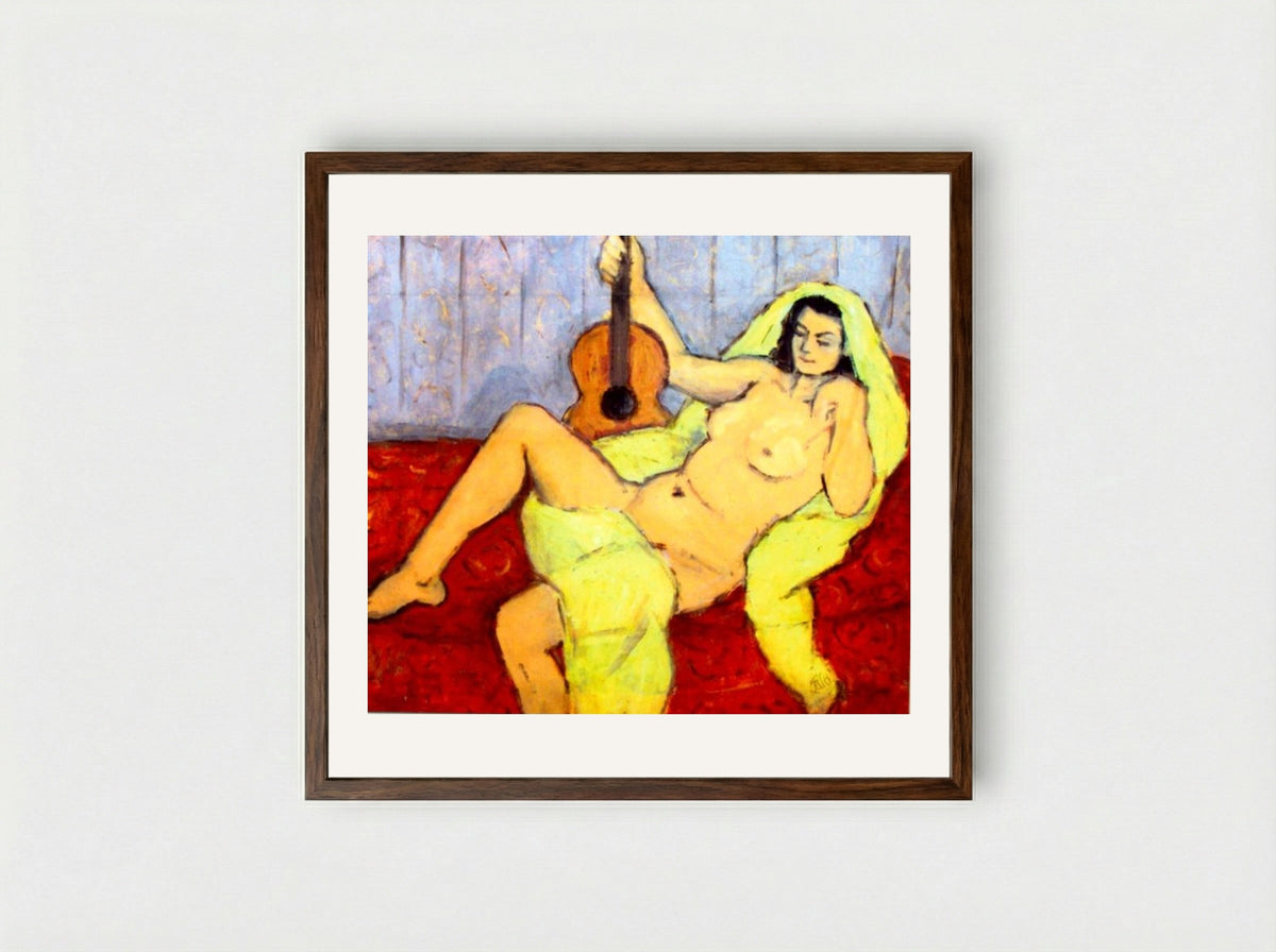 Nude with Guitar - Theodor Pallady - Framed Print Dark Wood