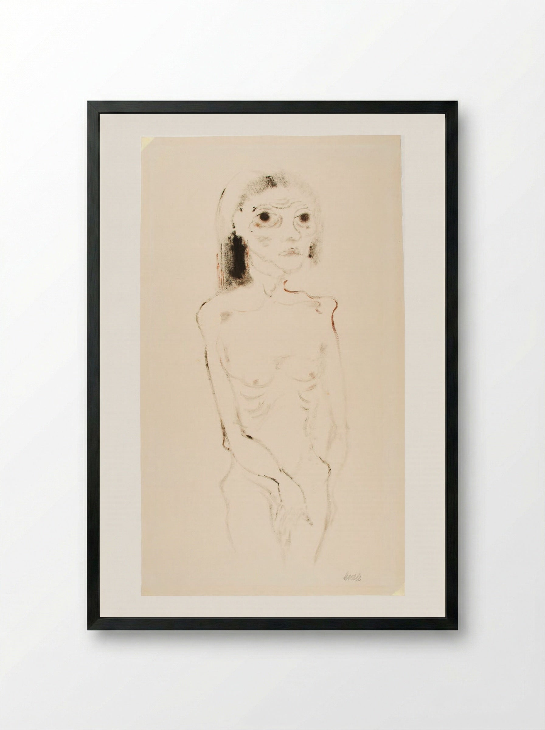 Nude - Heinrich Hoerle - Framed Print Black