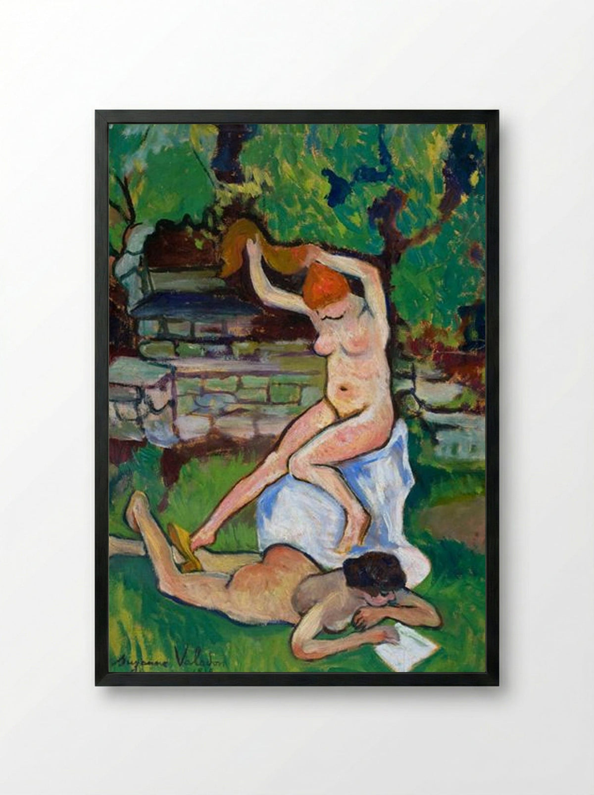 Nudes in a Garden - Suzanne Valadon - Framed Print Black