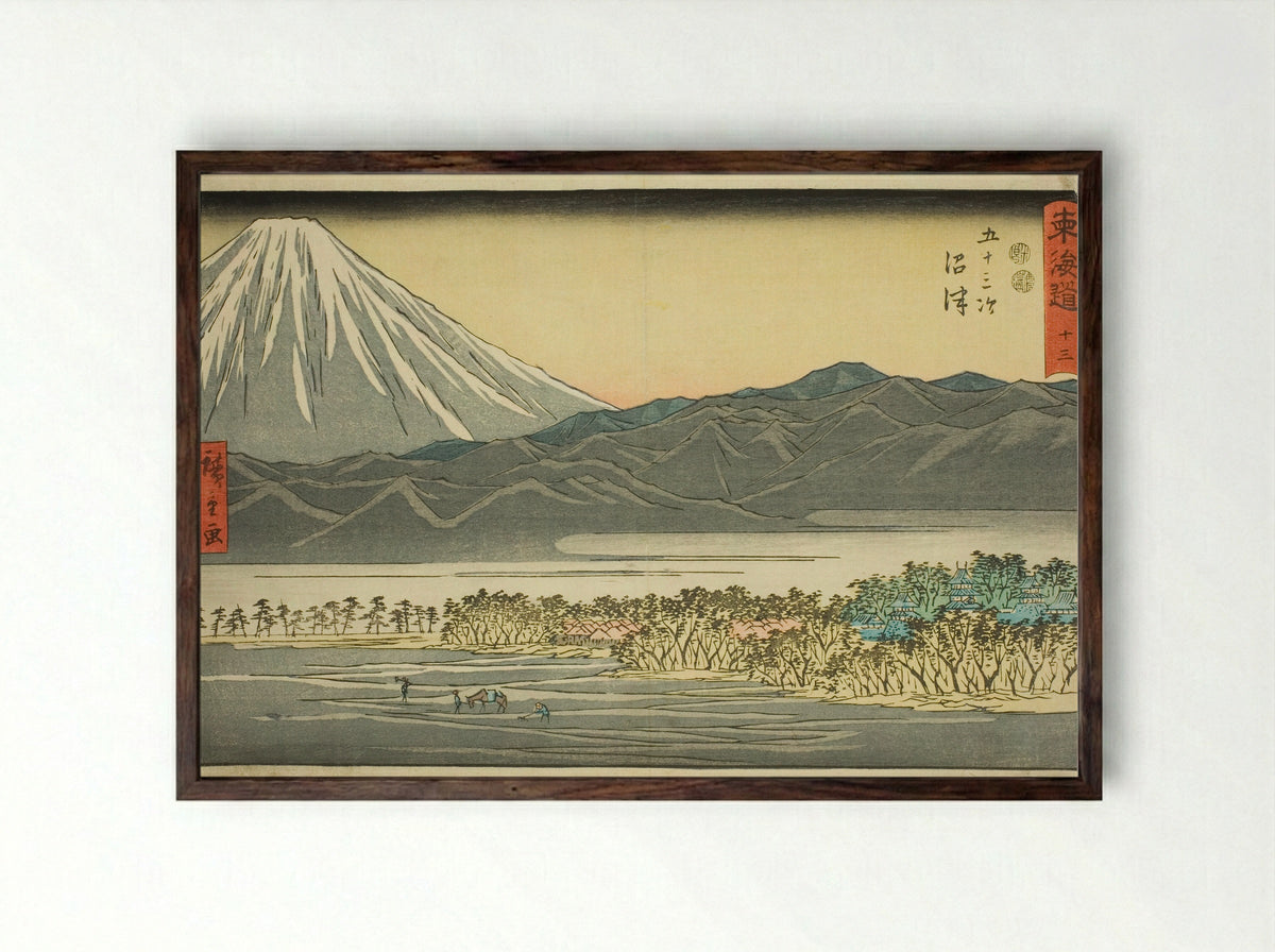 Numazu - No. 13, from the series Fifty-three Stations of the Tokaido - Utagawa Hiroshige - Framed Print Dark Wood