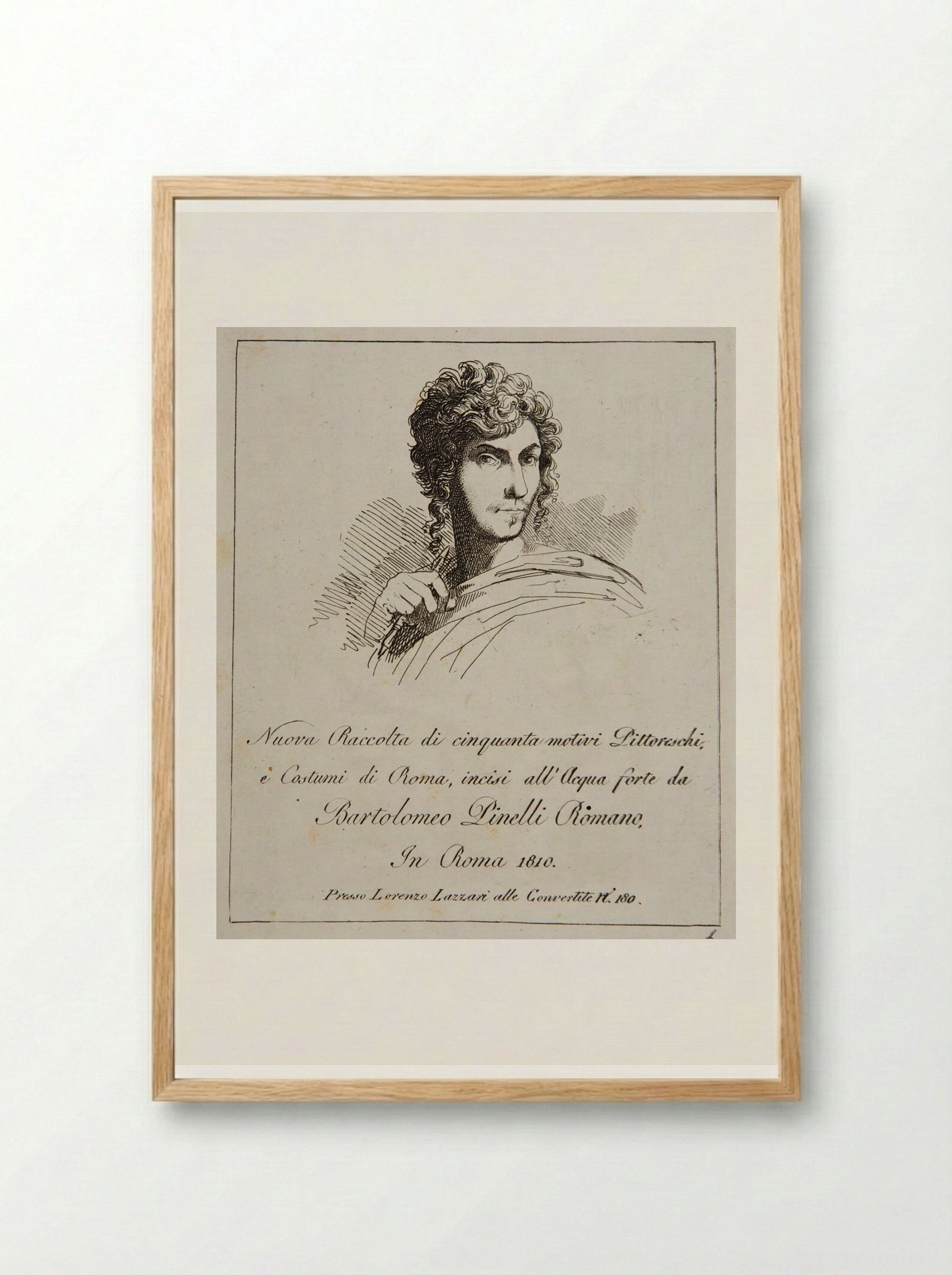 Nuova Raccolta di cinquanta motivi Pittoreschi, e Costumi di Roma - Bartolomeo Pinelli - Framed Print Wood