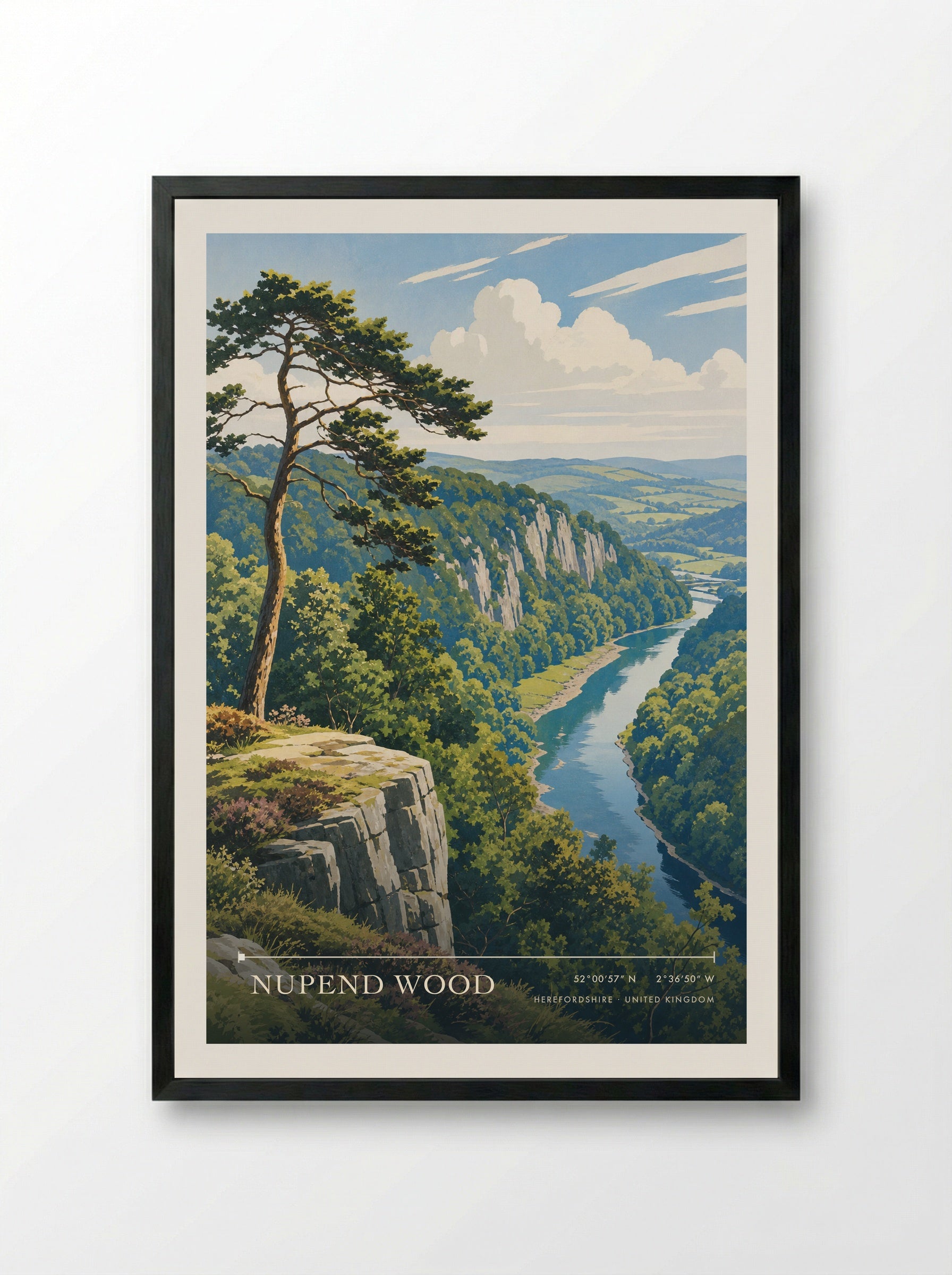 Nupend Wood Herefordshire United Kingdom Travel Poster - Framed Print Black
