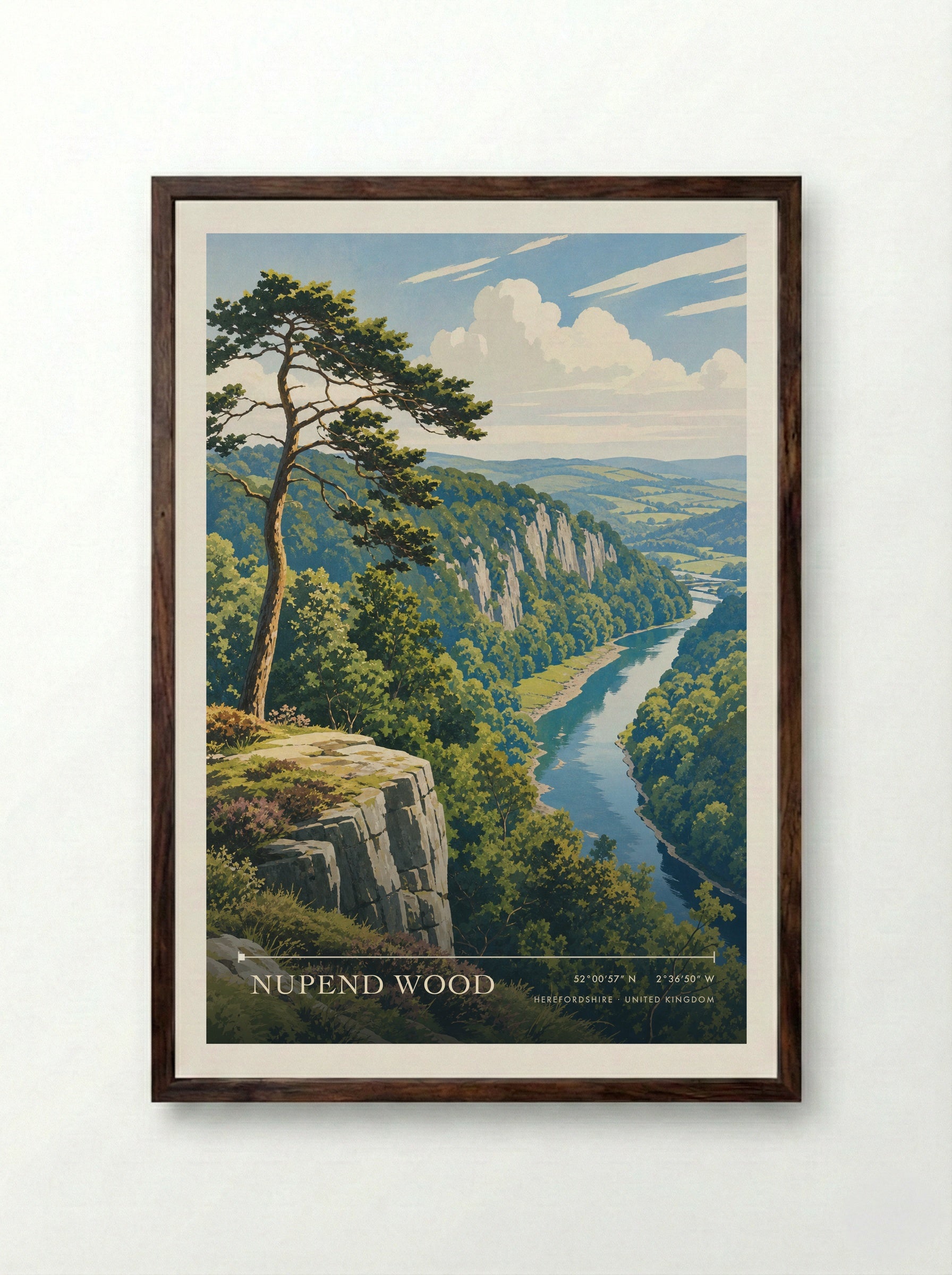 Nupend Wood Herefordshire United Kingdom Travel Poster - Framed Print Dark Wood