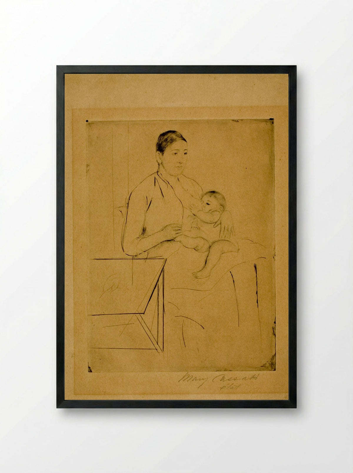 Nursing - Mary Cassatt - Framed Print Black