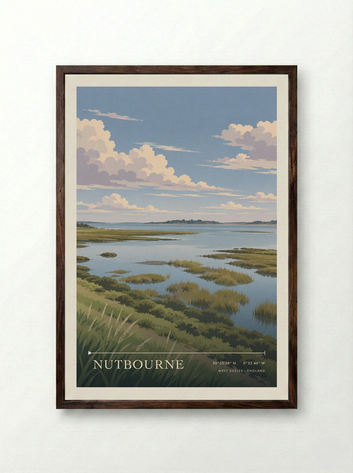 Nutbourne, West Sussex | Travel Poster - Framed Print Dark Wood