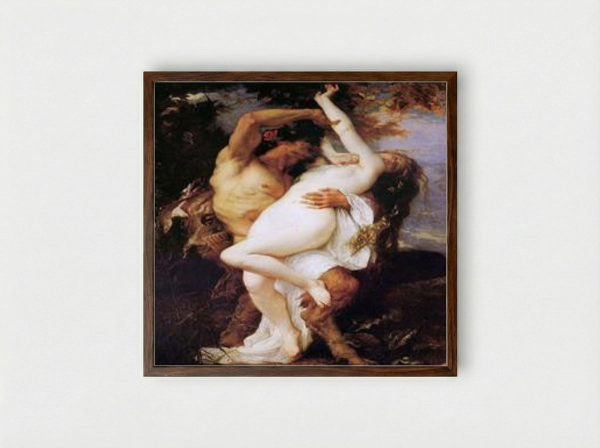 Nymph and Satyr - Alexandre Cabanel - Framed Print Dark Wood