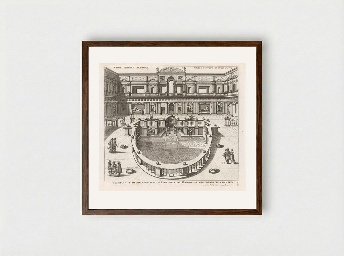 Nymphaeum in the Villa Giulia, Rome - Giovanni Giacomo de' Rossi - Framed Print Dark Wood