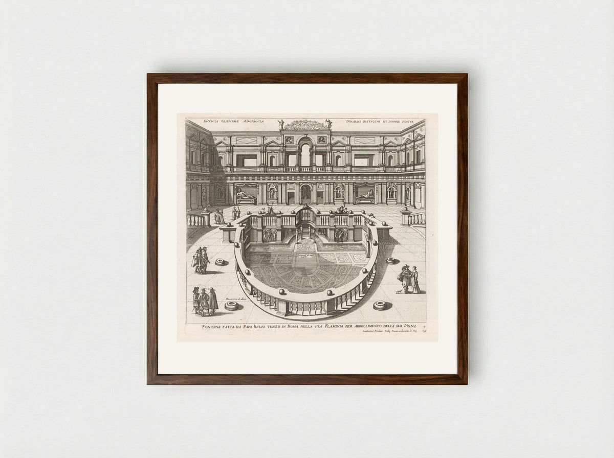 Nymphaeum in the Villa Giulia, Rome - Giovanni Giacomo de' Rossi - Framed Print Dark Wood