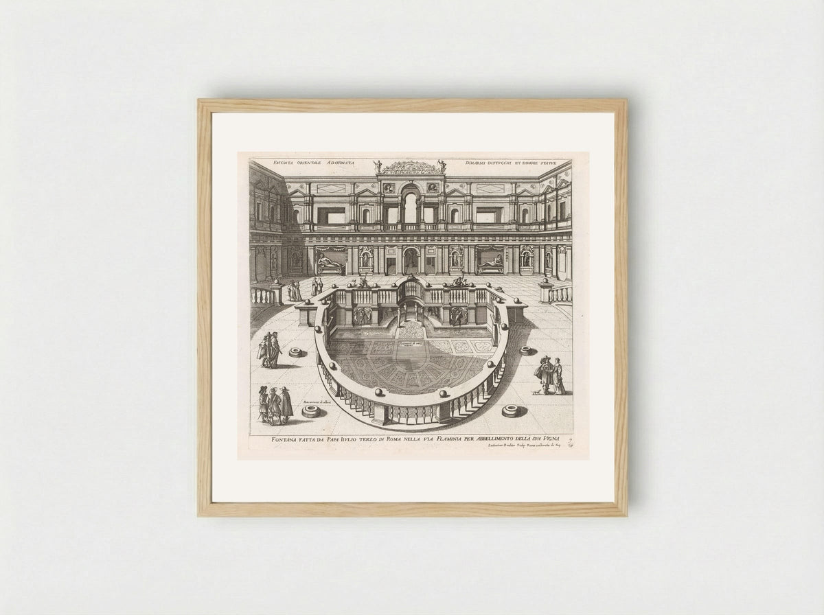 Nymphaeum in the Villa Giulia, Rome - Giovanni Giacomo de' Rossi - Framed Print Wood