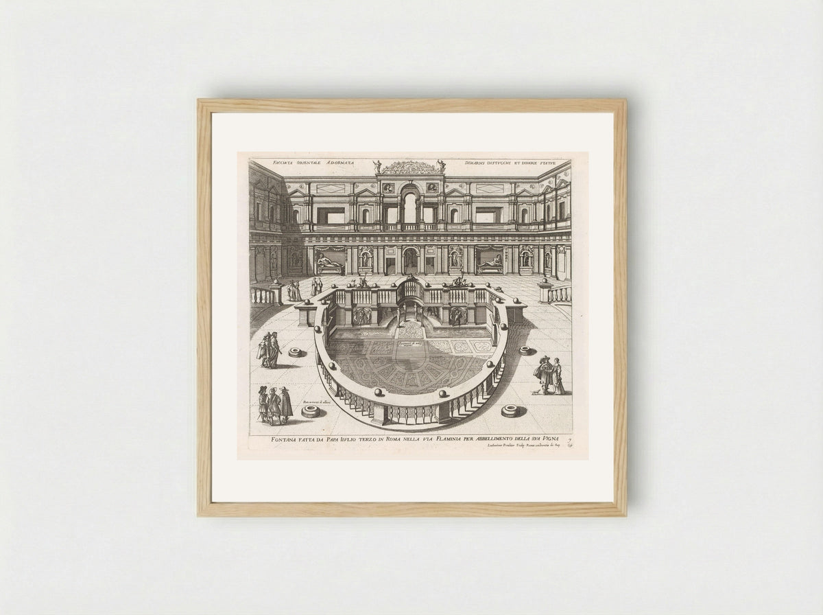 Nymphaeum in the Villa Giulia, Rome - Giovanni Giacomo de' Rossi - Framed Print Wood