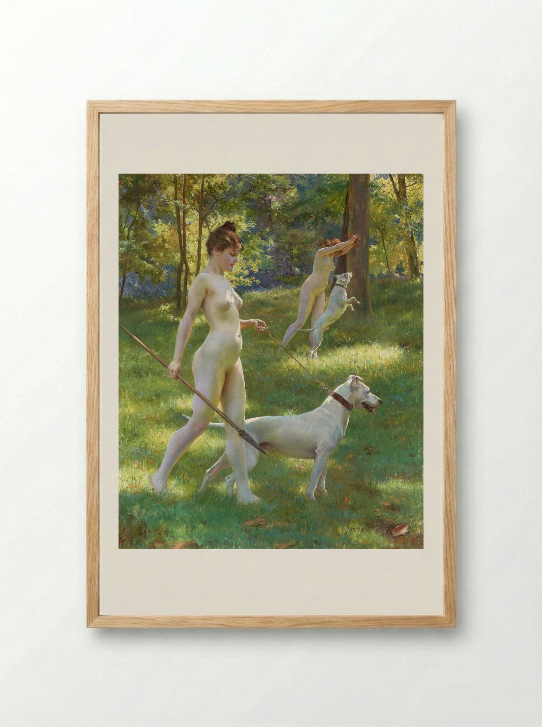 Nymphs Hunting - Julius LeBlanc Stewart - Framed Print Wood