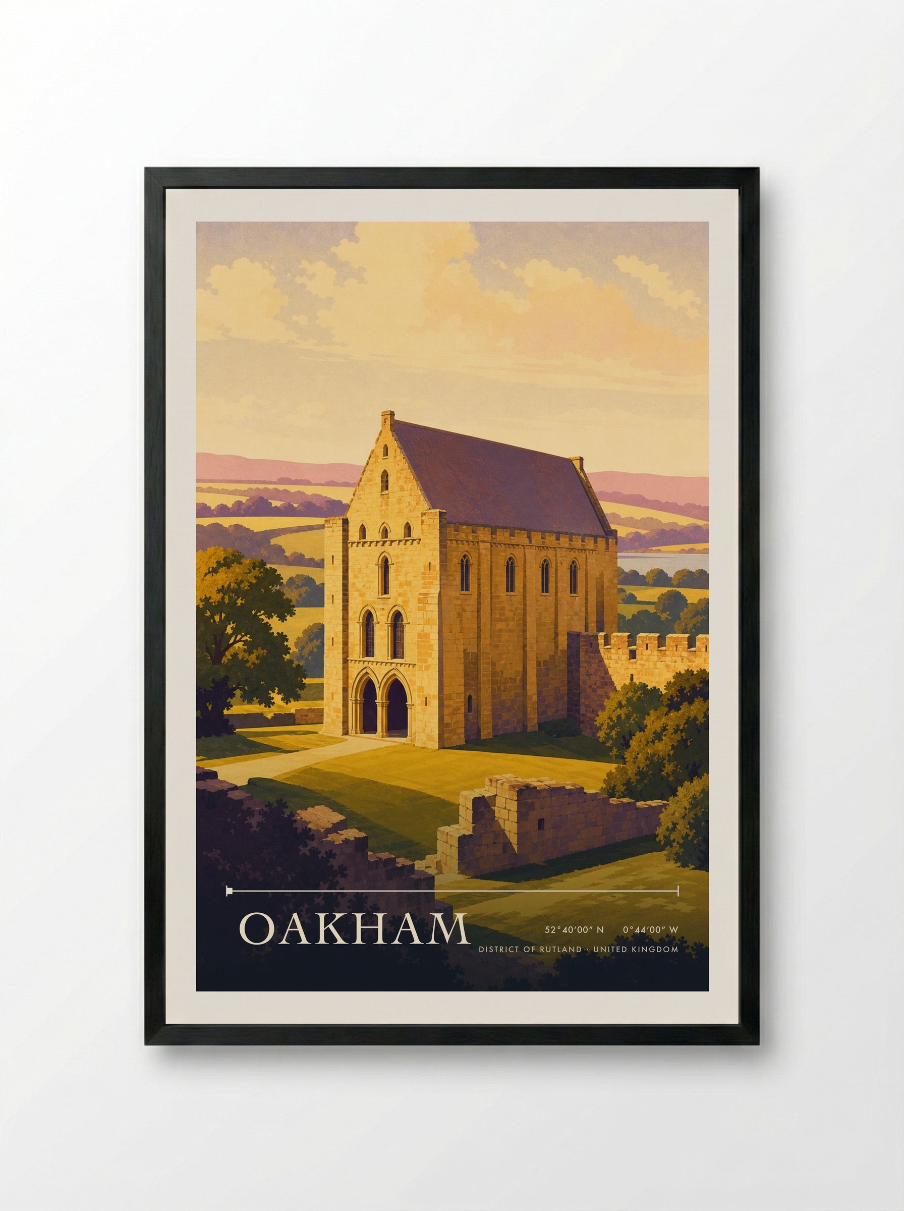 Oakham District of Rutland United Kingdom Travel Poster - Framed Print Black