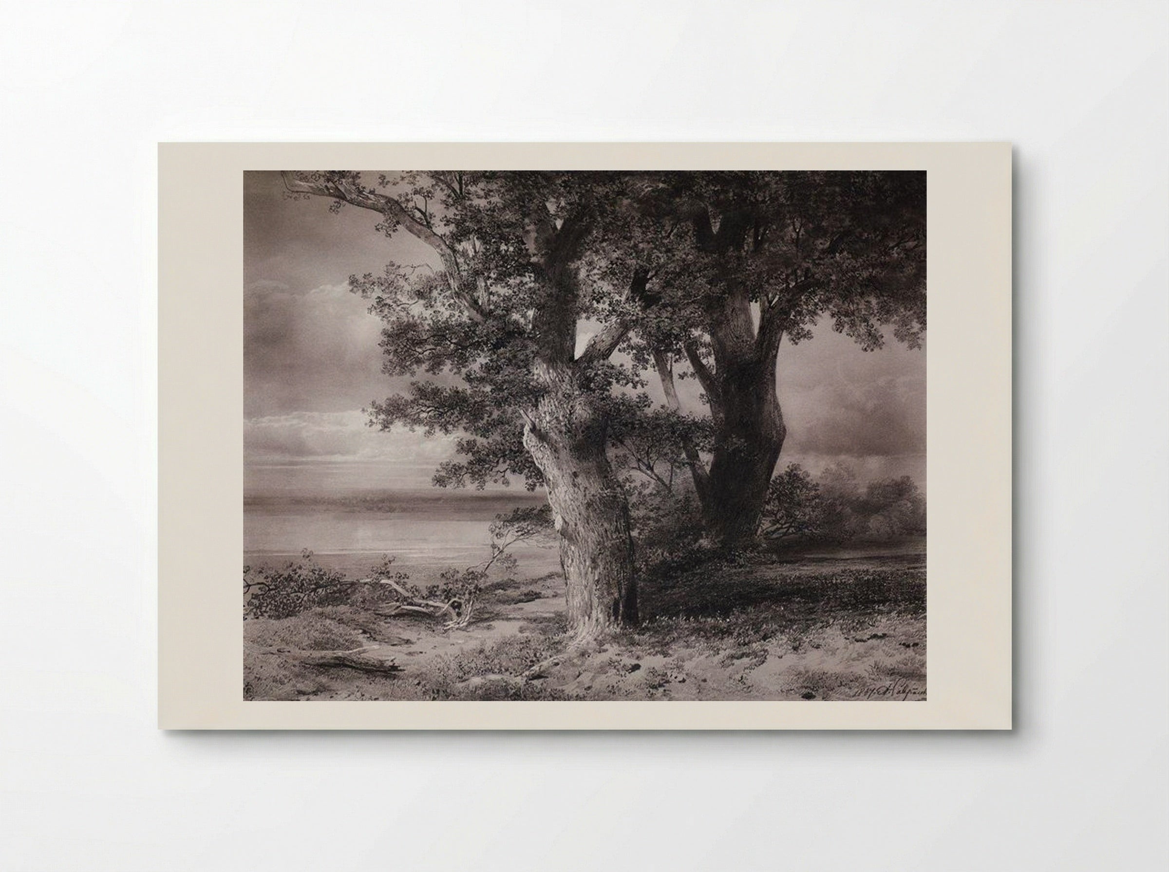 Oaks on the shore - Aleksey Savrasov - Poster