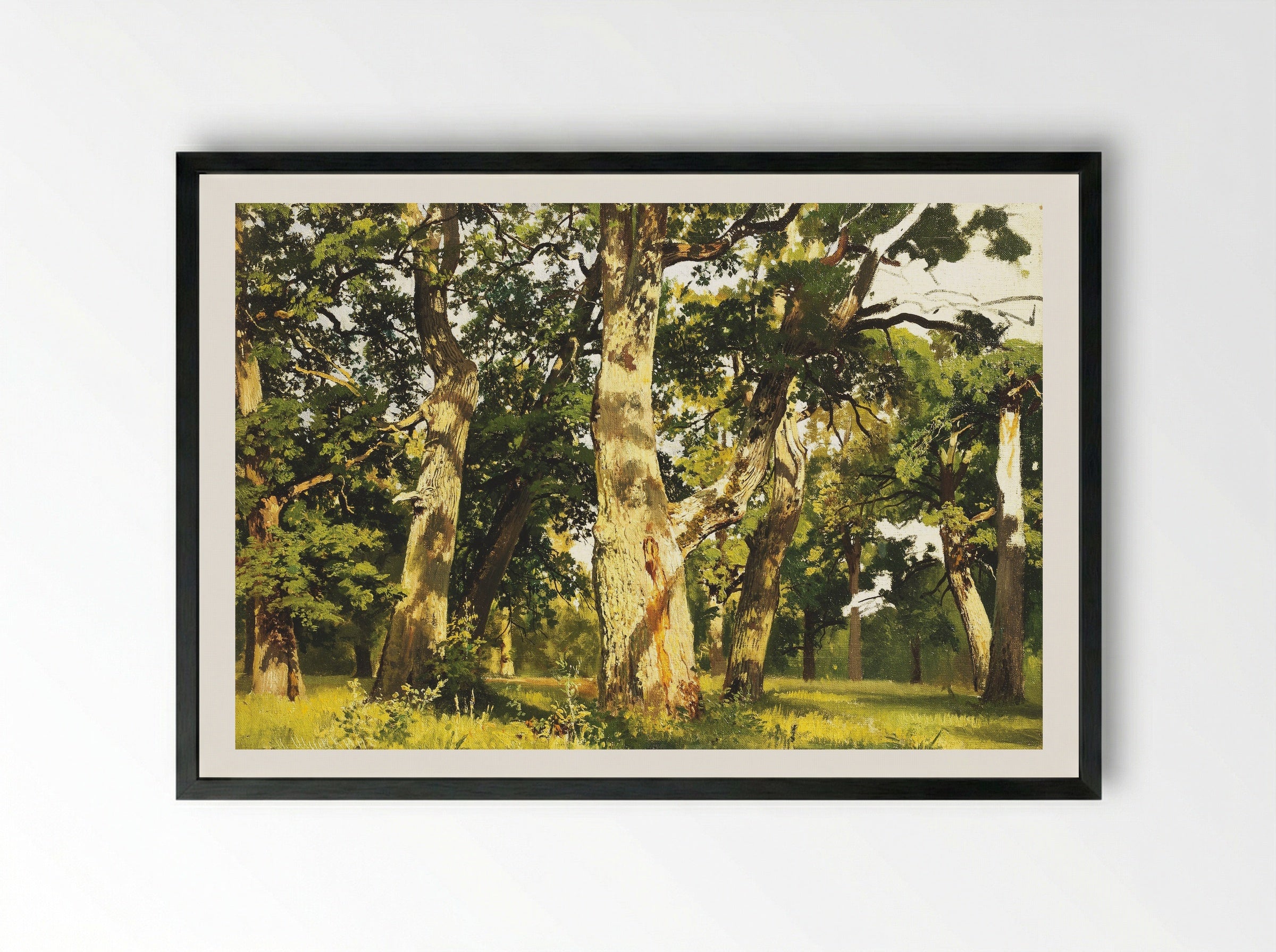 Oaks. Evening - Ivan Shishkin - Framed Print Black