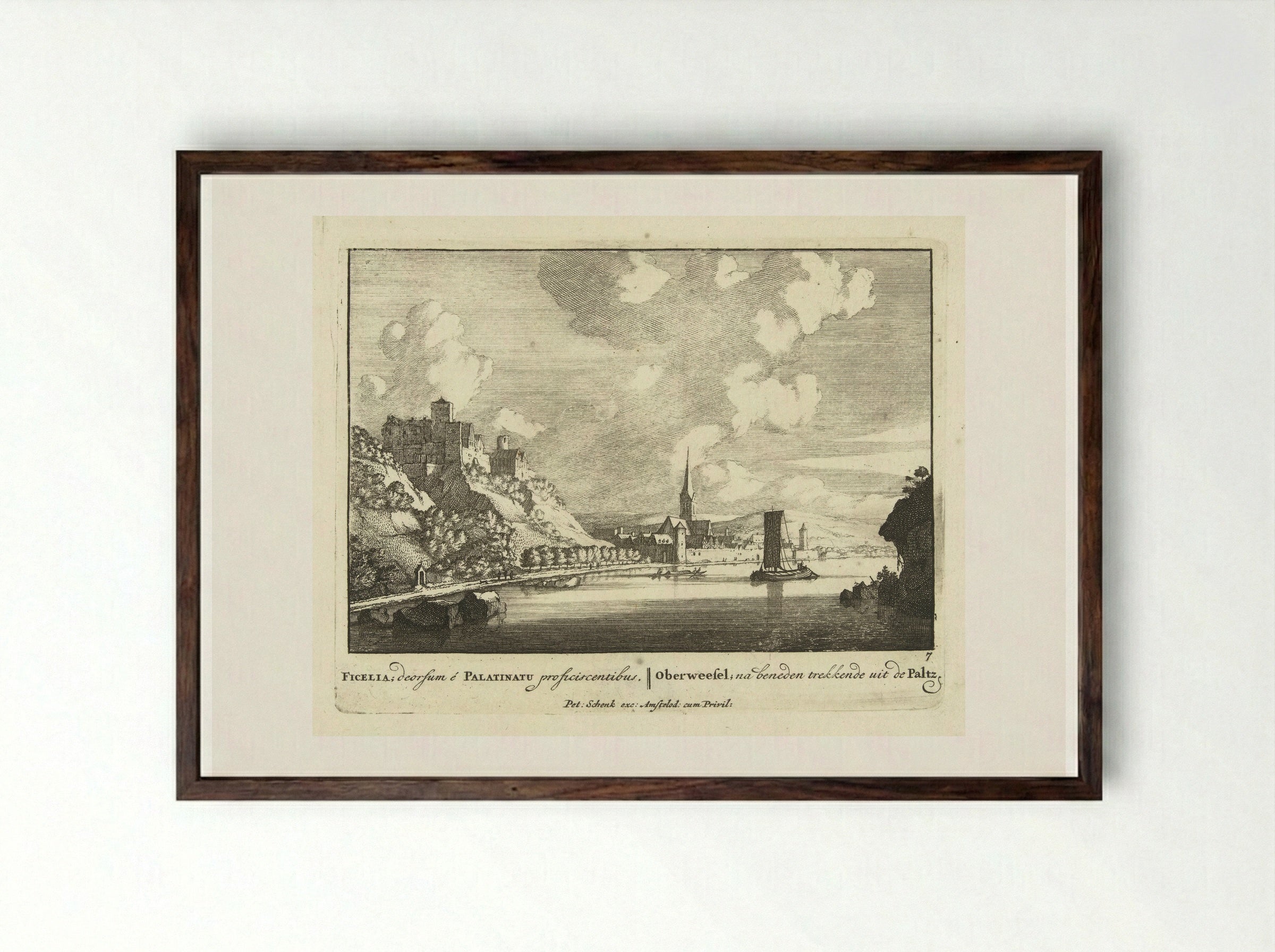 Oberwesel aan de Rijn - Jan van Call (I) - Framed Print Dark Wood