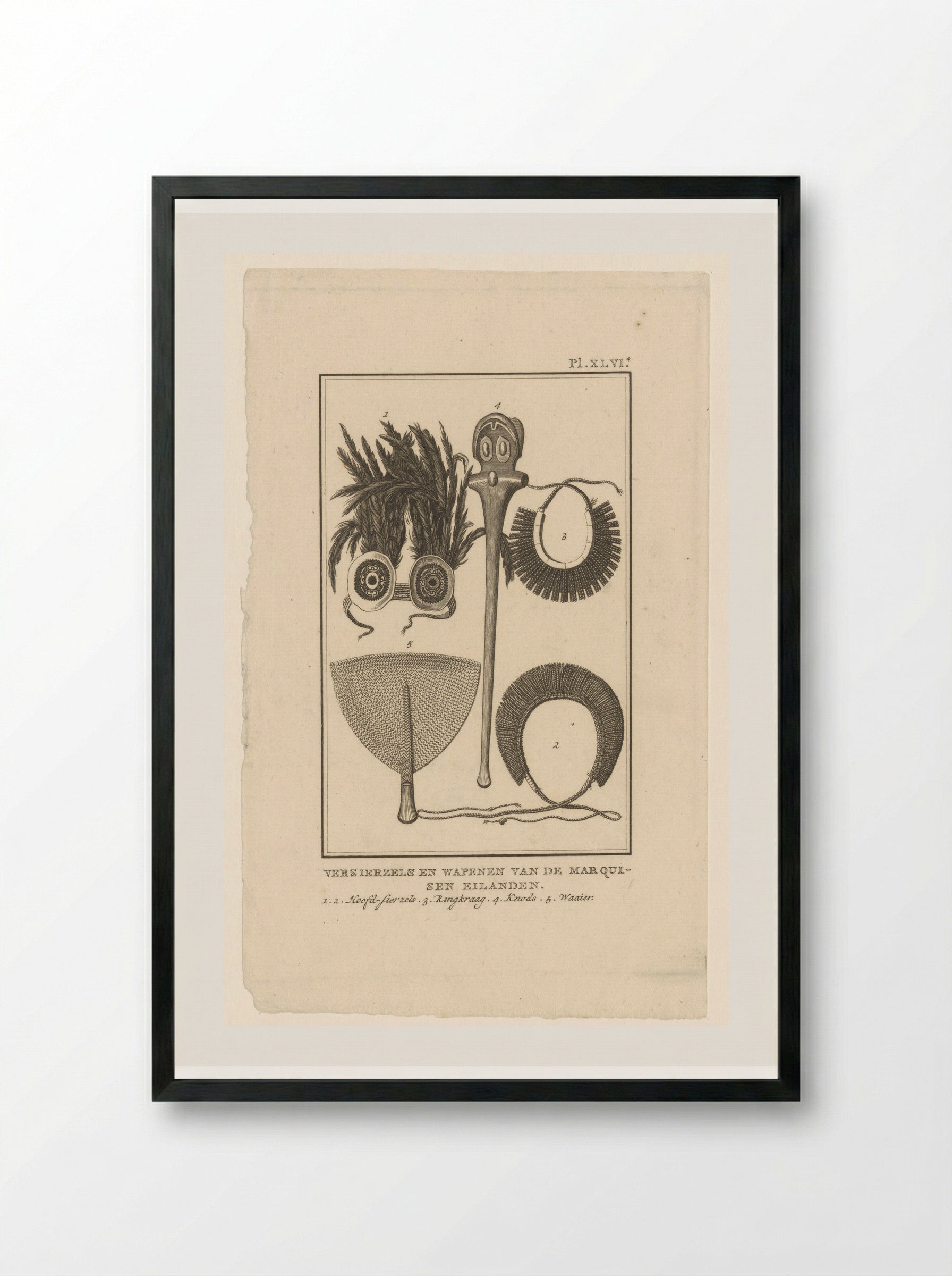 Objects from the Marquesas Islands - Diverse Vervaardigers - Framed Print Black