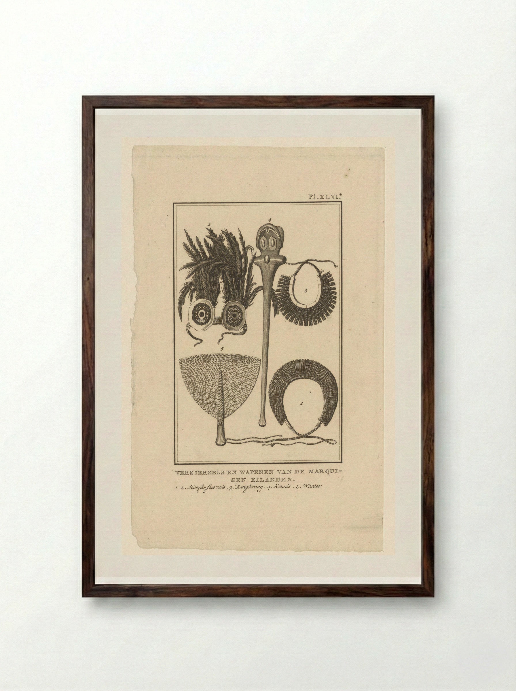 Objects from the Marquesas Islands - Diverse Vervaardigers - Framed Print Dark Wood