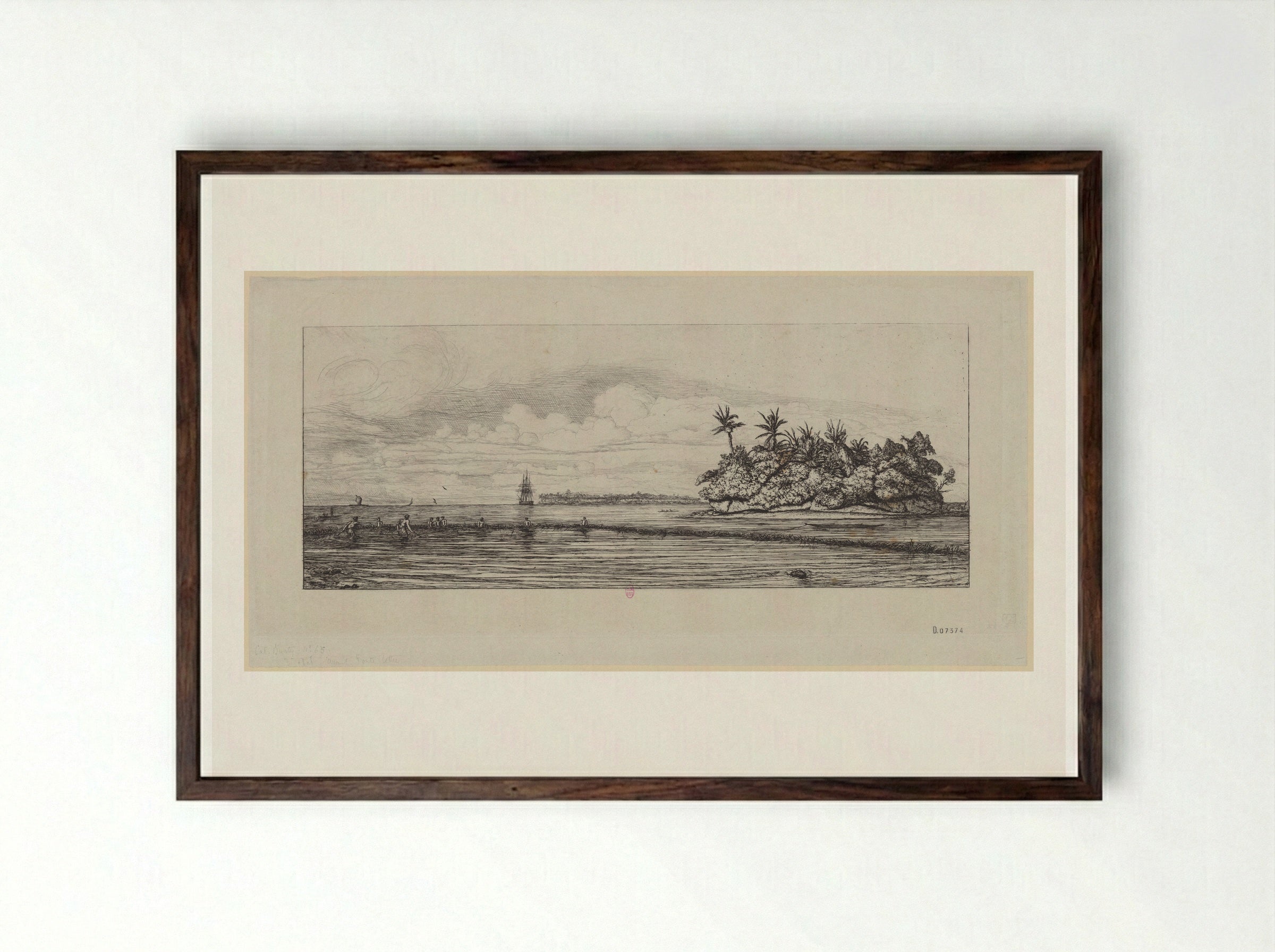 Océanie (Îlots à Uvea) - Charles Meryon - Framed Print Dark Wood