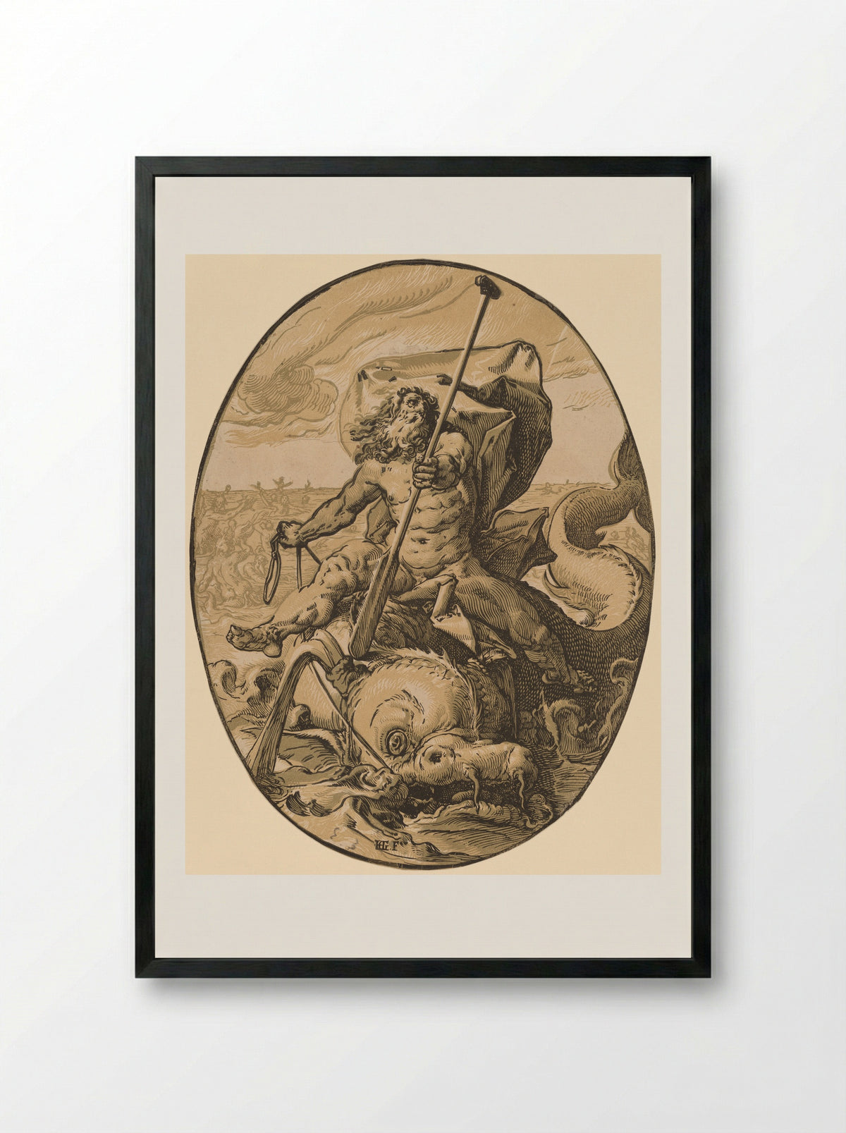 Oceanus - Hendrick Goltzius - Framed Print Black