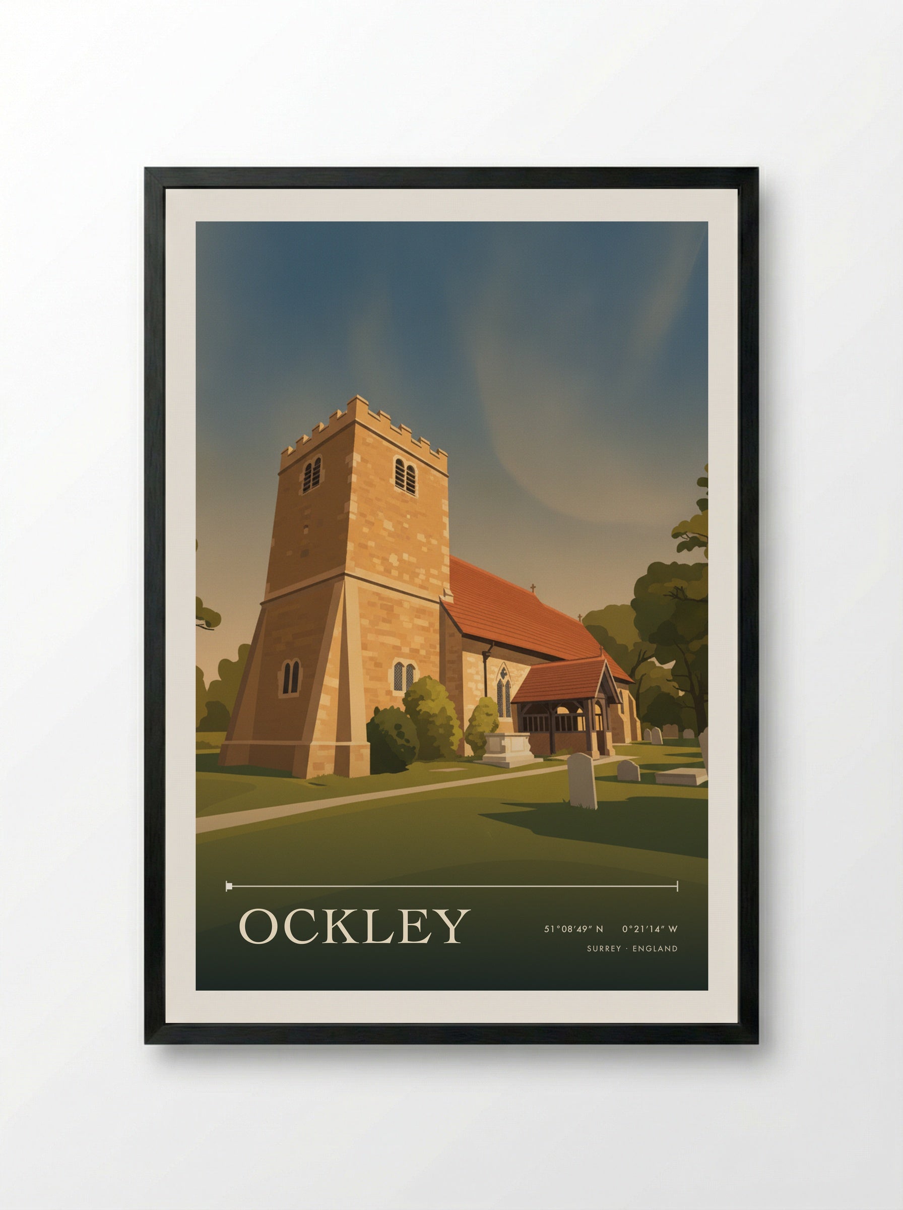 Ockley Surrey England Travel Poster - Framed Print Black