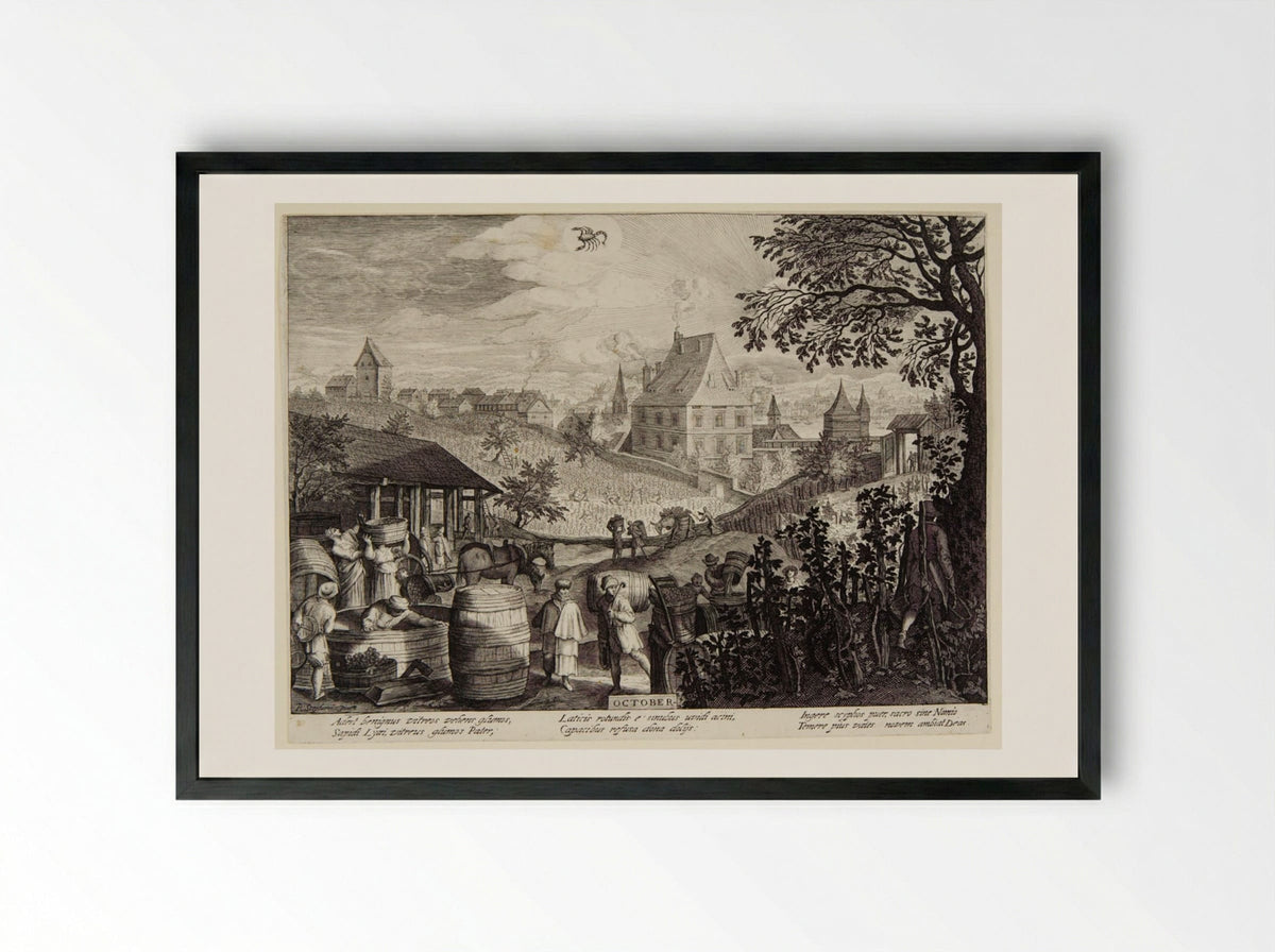 October - Aegidius Sadeler II - Framed Print Black