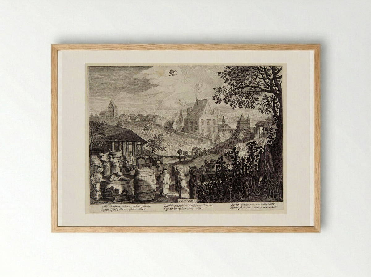 October - Aegidius Sadeler II - Framed Print Wood