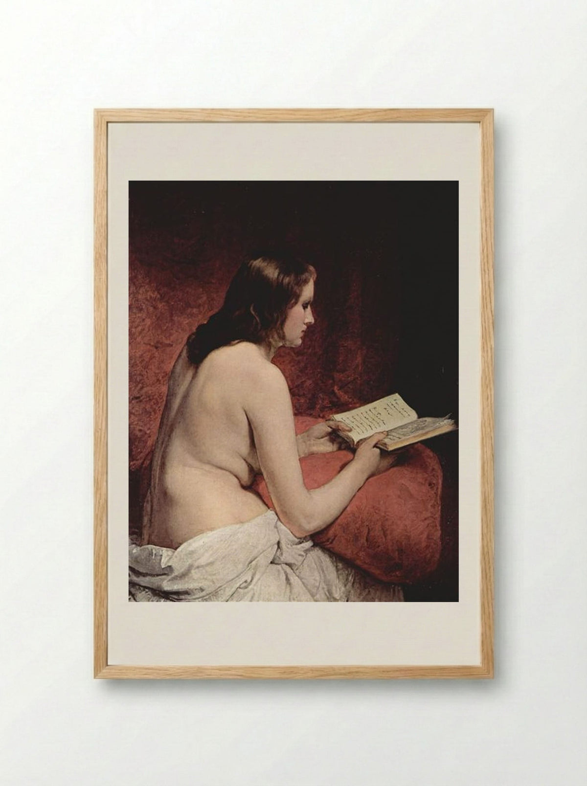 Odalisque with Book - Francesco Hayez - Framed Print Wood