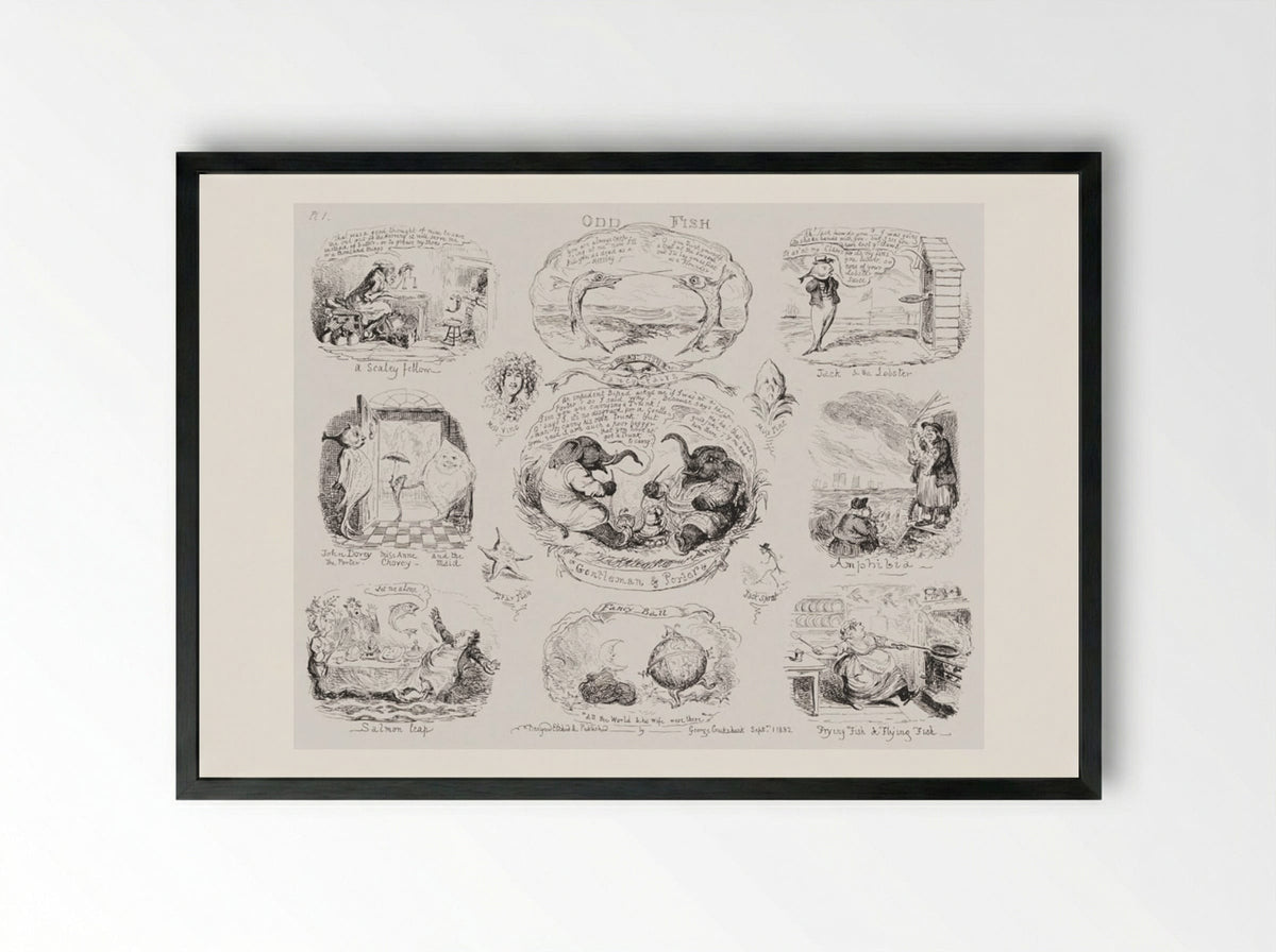 Odd Fish - George Cruikshank - Framed Print Black