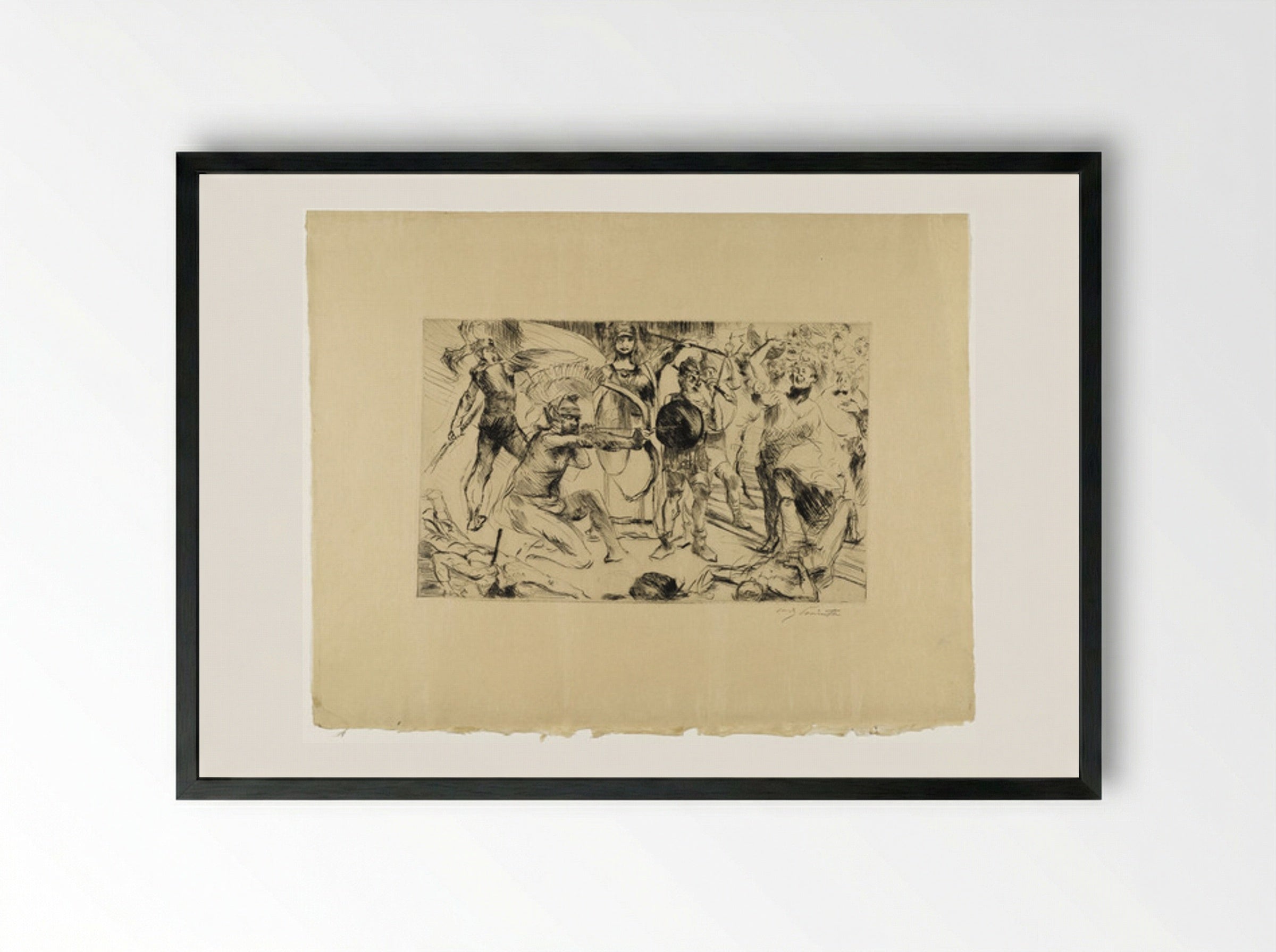 Odysseus and the Suitors - Lovis Corinth - Framed Print Black