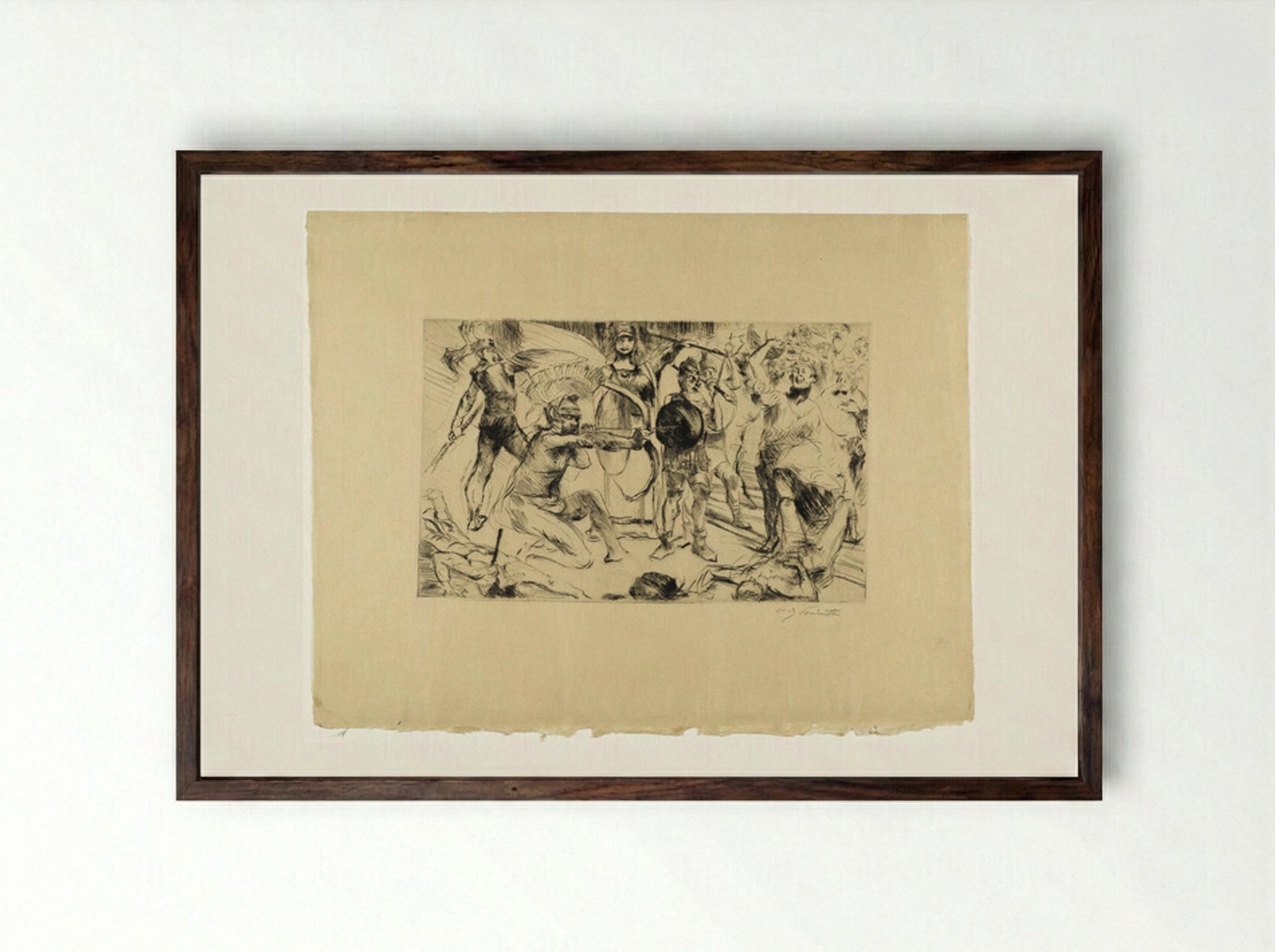 Odysseus and the Suitors - Lovis Corinth - Framed Print Dark Wood