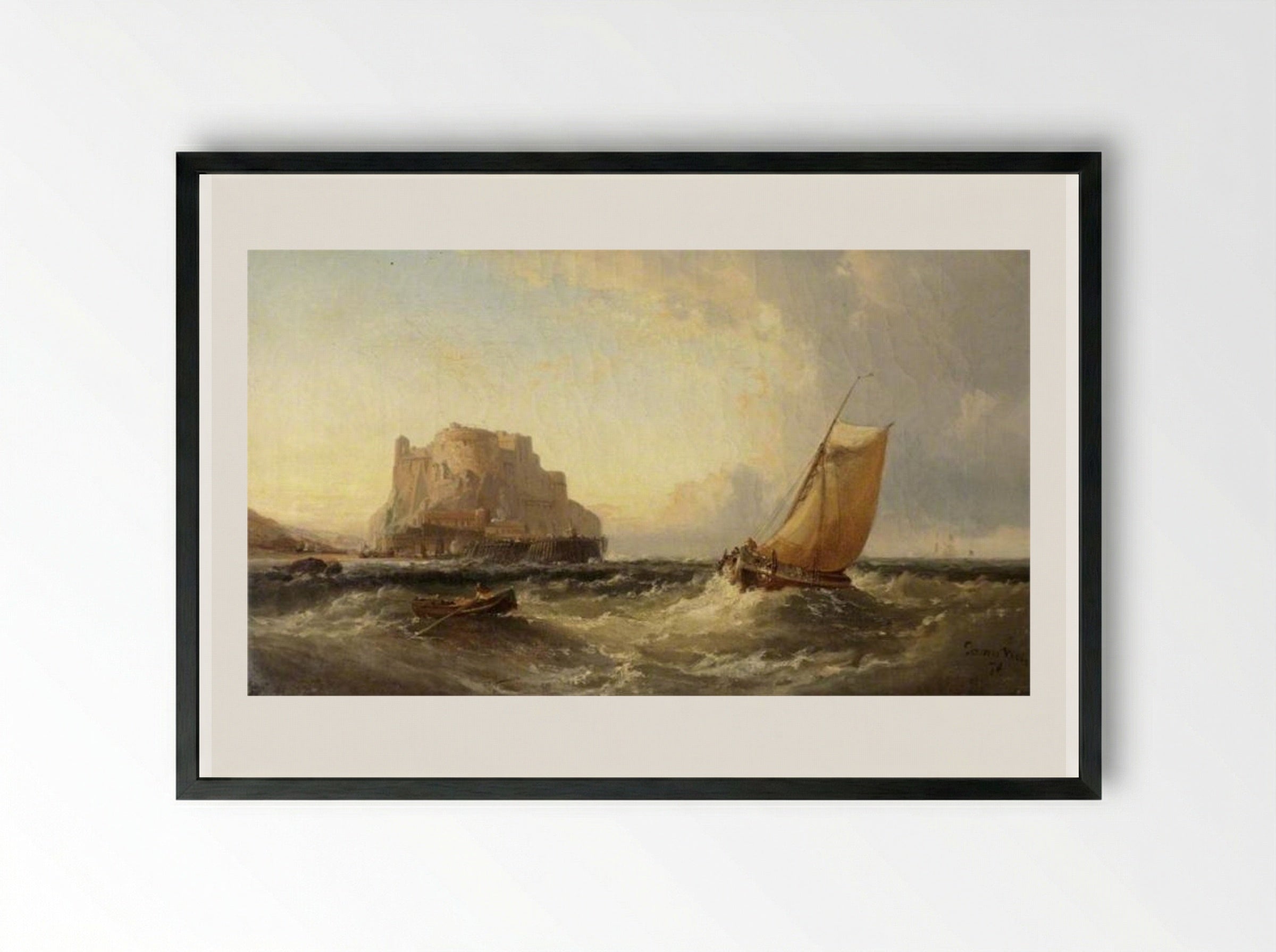 Off the Cornish Coast, St Michael's Mount - James Webb - Framed Print Black