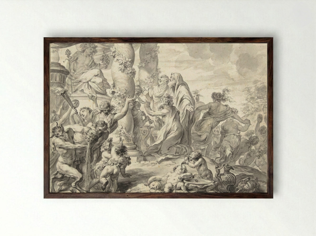 Offer van Bacchus - Godfried Maes - Framed Print Dark Wood