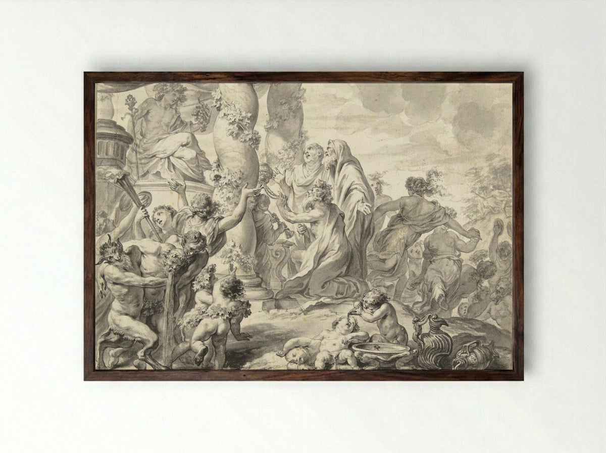 Offer van Bacchus - Godfried Maes - Framed Print Dark Wood