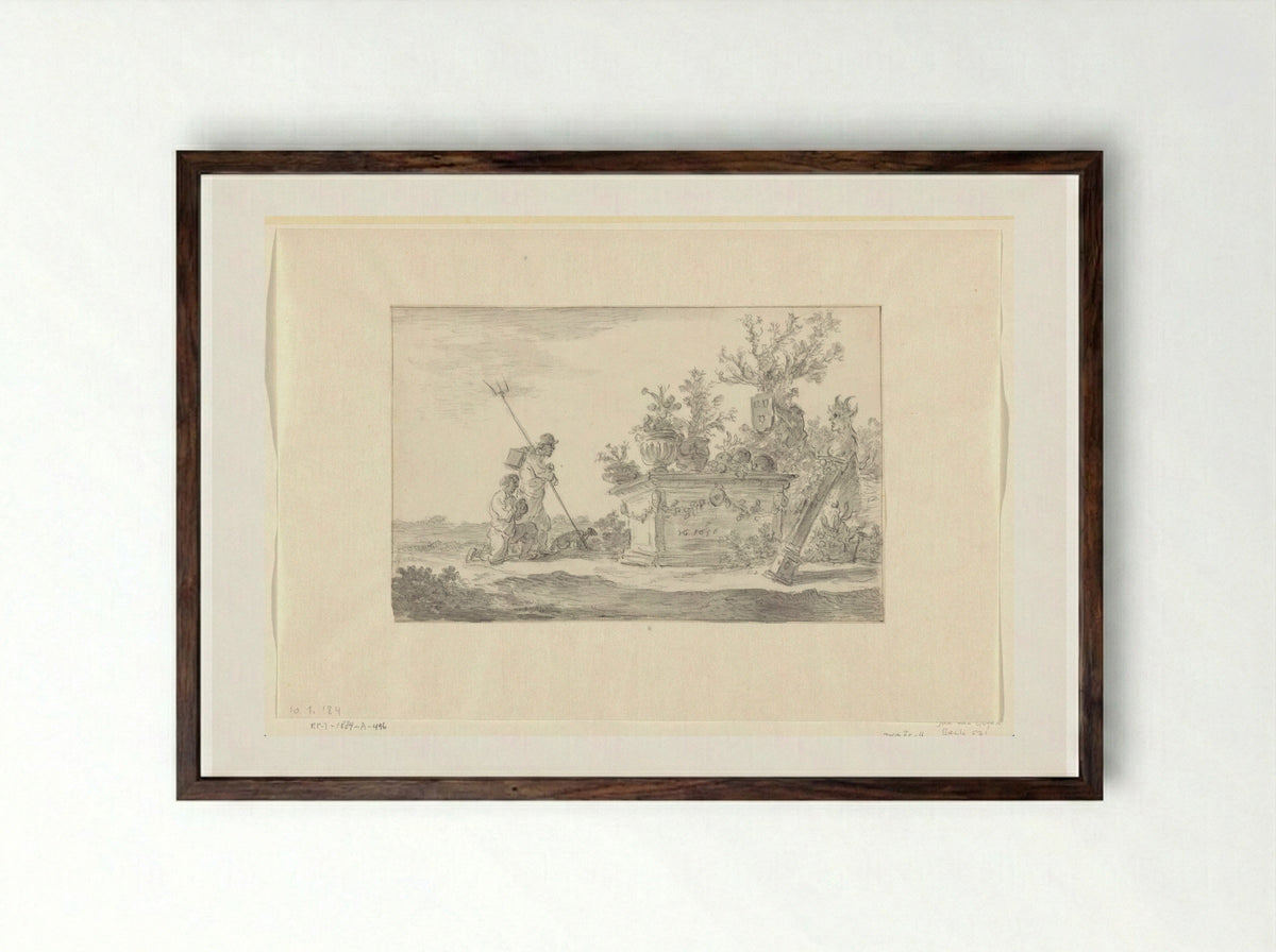 Offerande aan de schilderkunst - Jan van Goyen - Framed Print Dark Wood