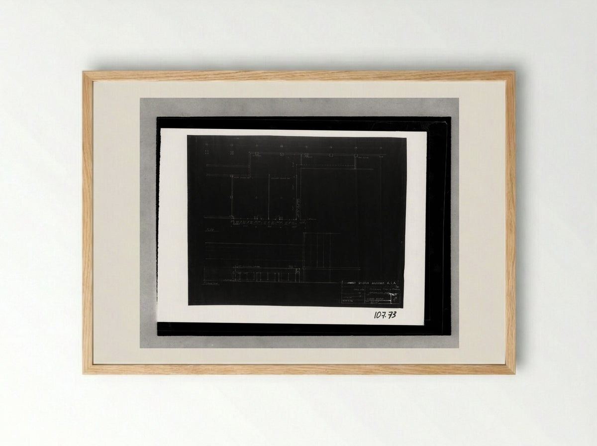 Office Unit and Factory Building, Greensboro, North Carolina: Dining Room Plan and Elevation - Walter Gropius - Framed Print Wood