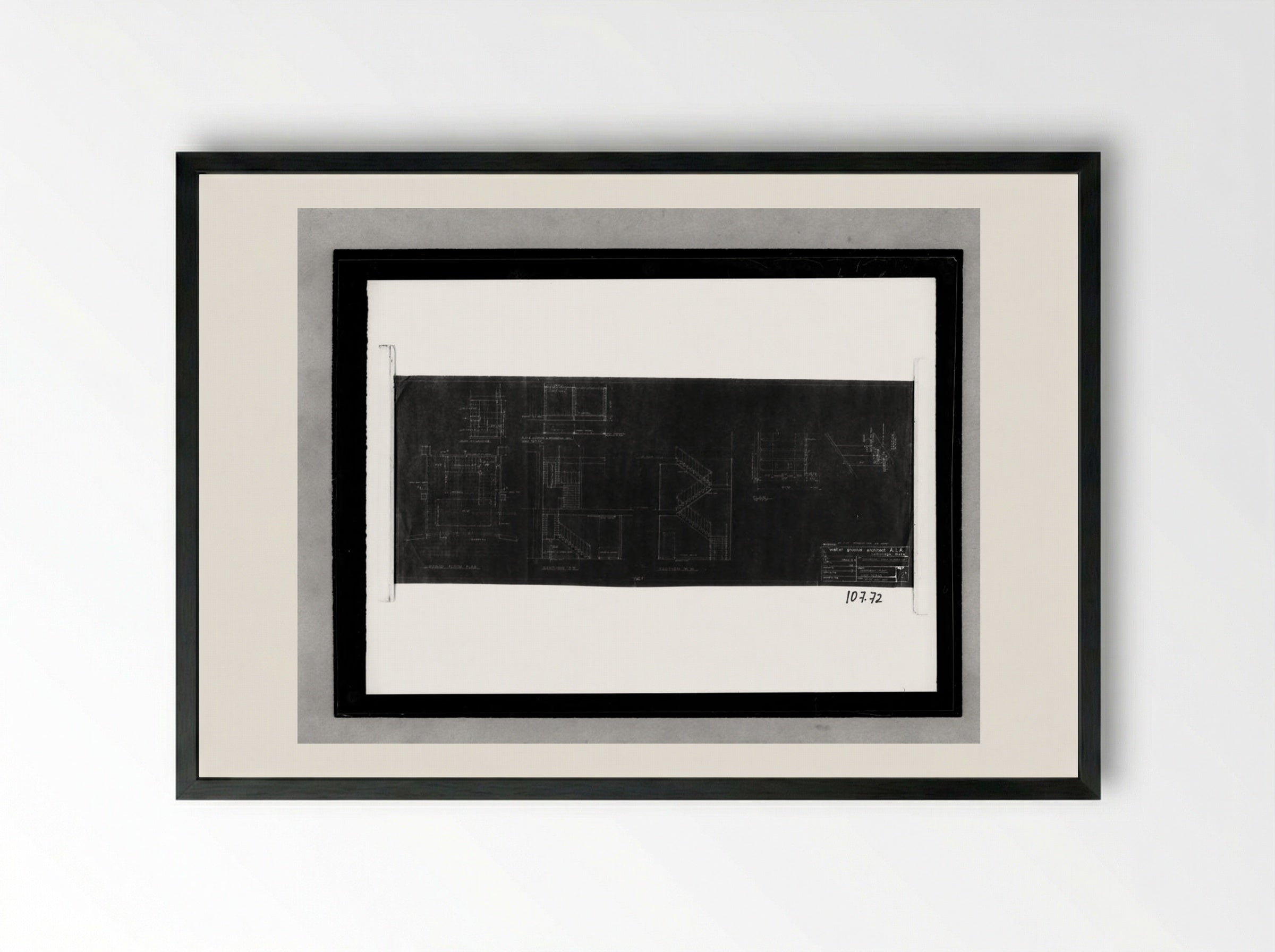 Office Unit and Factory Building Stair Details - Walter Gropius - Framed Print Black