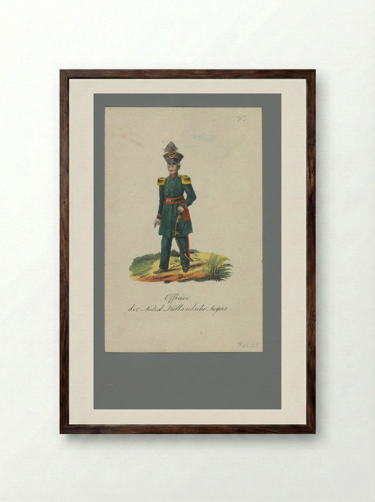 Officier der Noord Hollandsche Jagers - Johannes Paulus Houtman - Framed Print Dark Wood