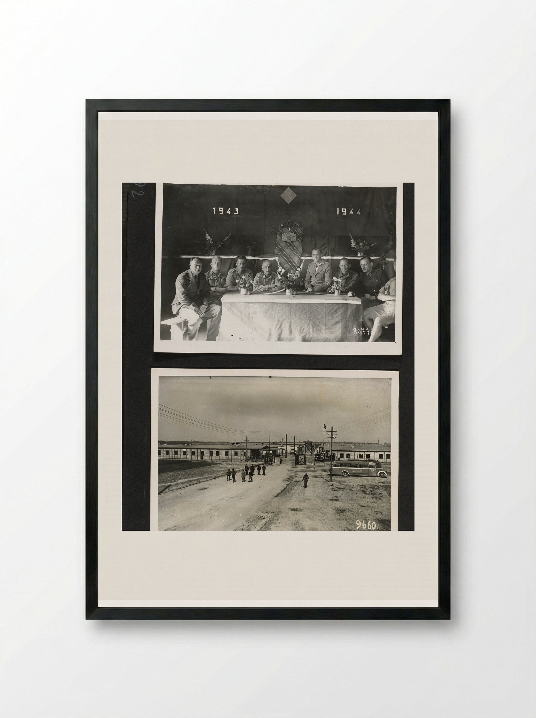 Officieren en straat in kamp - Dick W.B. van Maarseveen - Framed Print Black