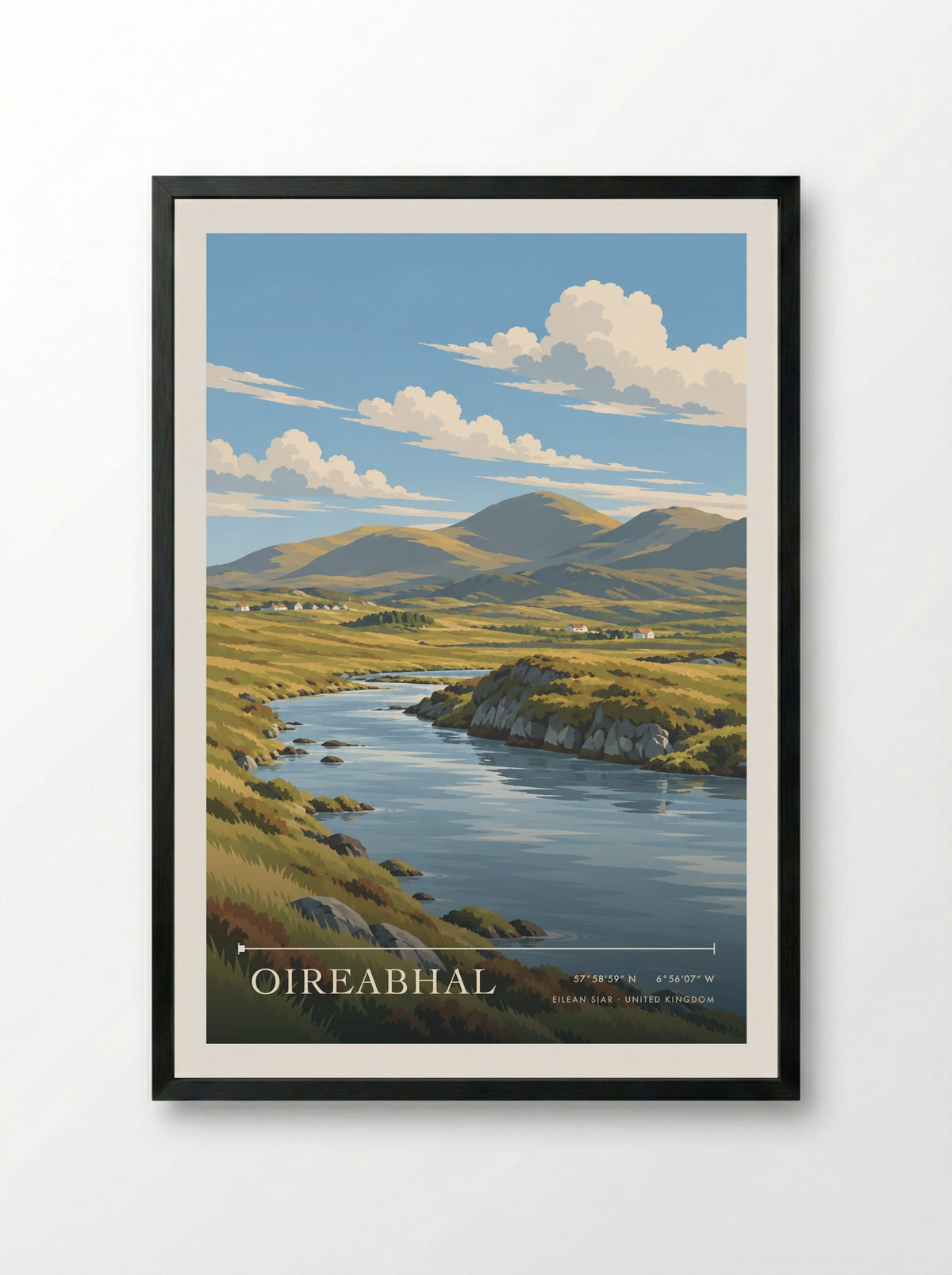 Oireabhal, Eilean Siar | Travel Poster - Framed Print Black
