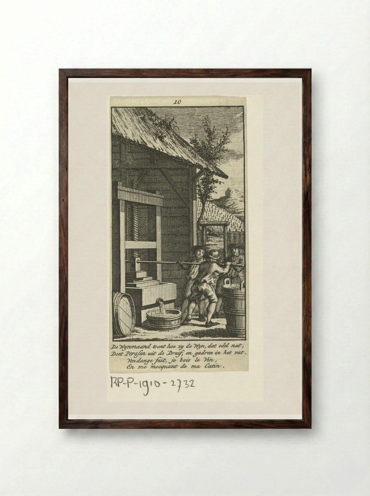 Oktober: druivenoogst - Jan Caspar Philips - Framed Print Dark Wood