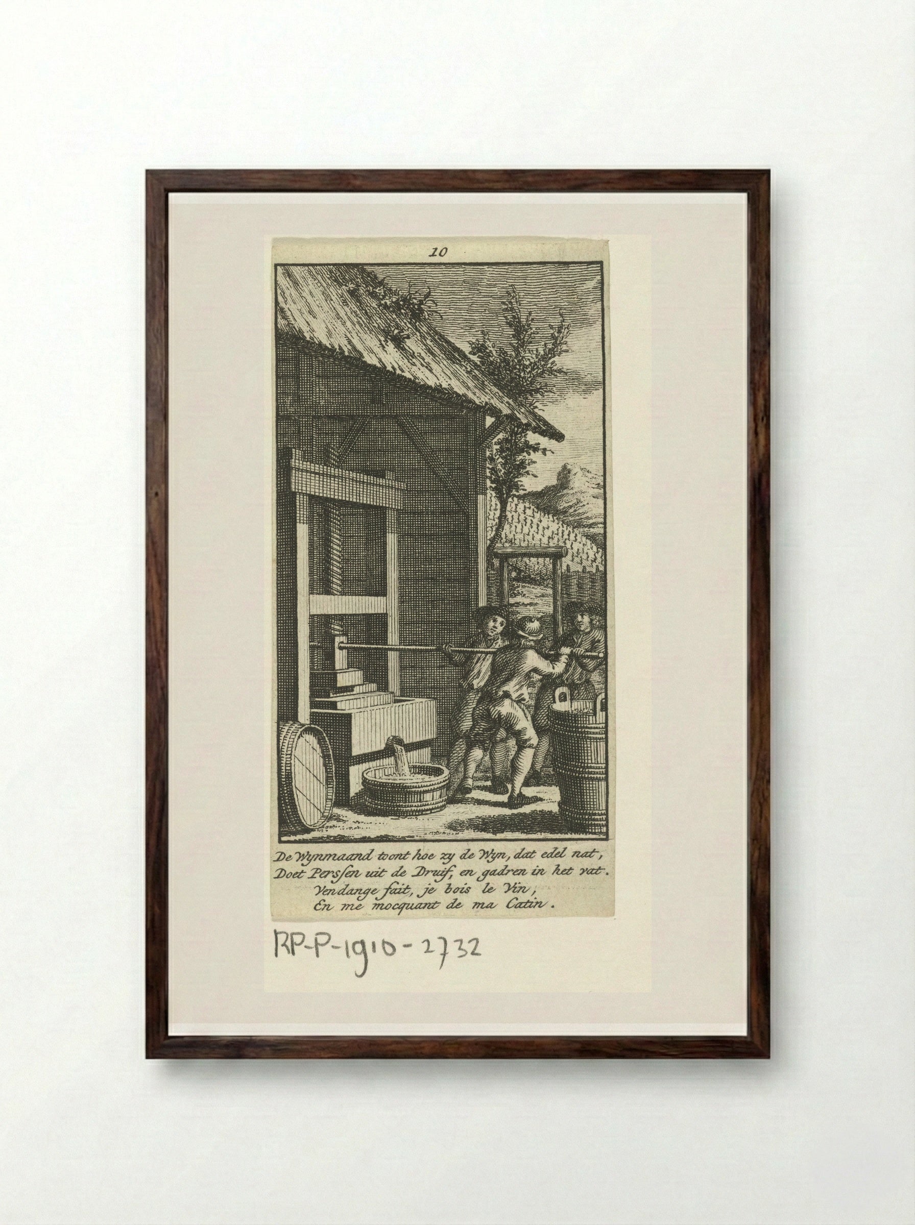 Oktober: druivenoogst - Jan Caspar Philips - Framed Print Dark Wood